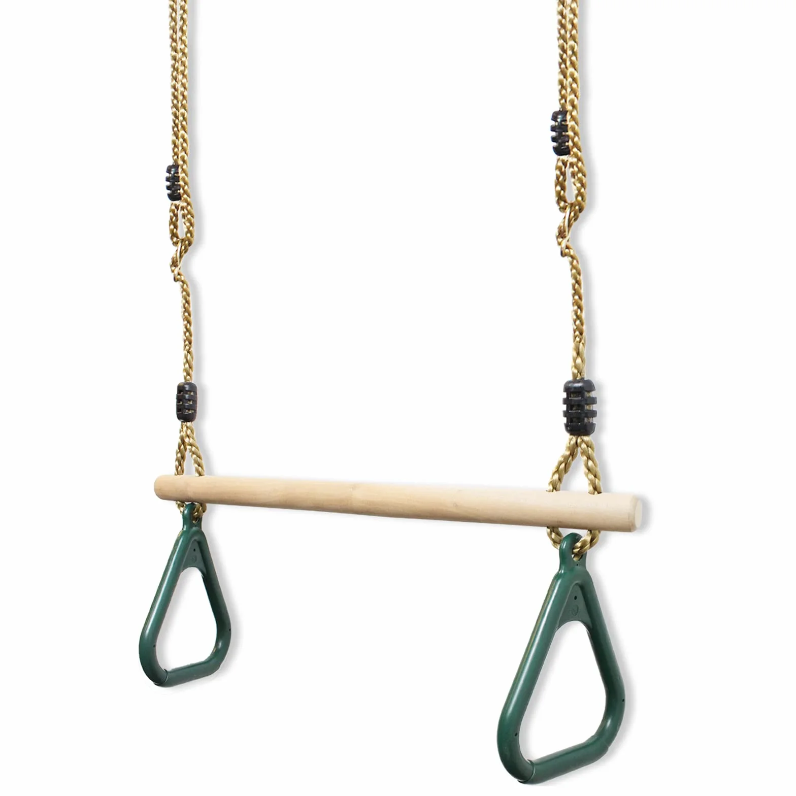 Leogreen - Trapezio in Legno con Anelli da Ginnastica, Barra per Trazioni per Fitness all'Aperto, Verde