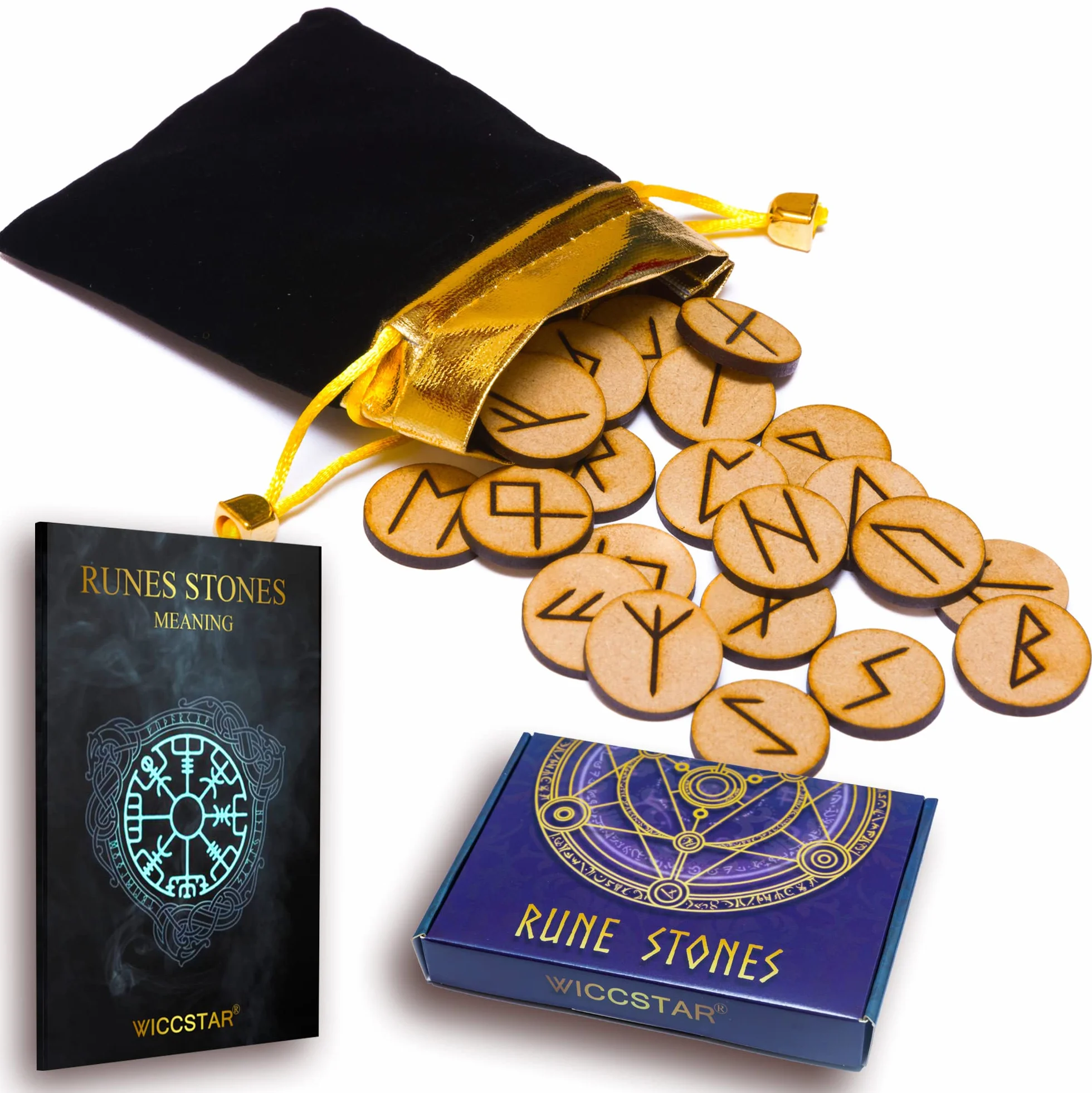 Rune Celtiche Stone Set Borsa con Layout & Pergamena