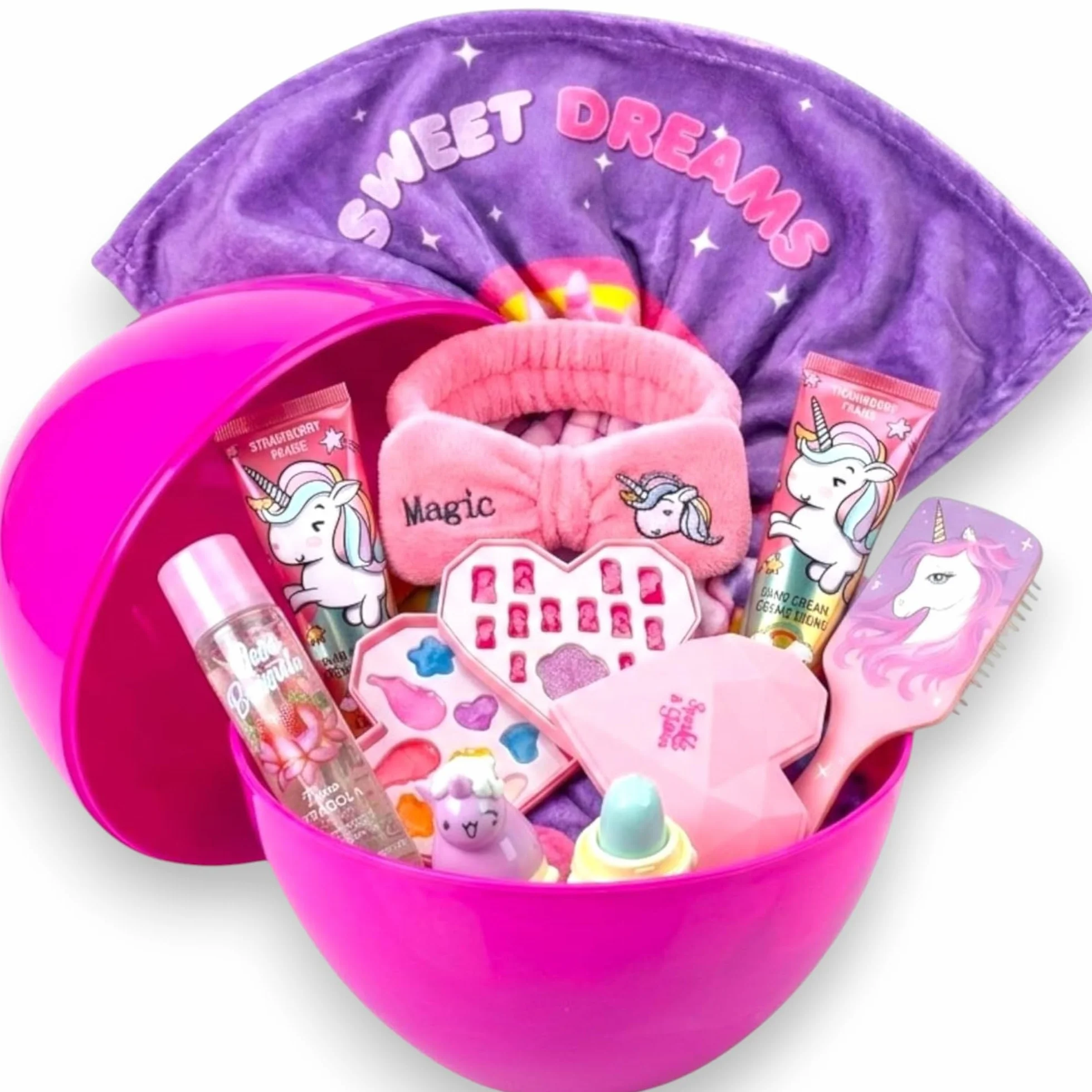 KORAT - Uovo Sorpresa Unicorno per Bambina Kit Scuola, Bellezza, Make Up, Disegno o Music Grande Uovo Rosa con Zaino e Accessori Unicorni Pasqualone Idea Regalo Compleanno Pasqua (Unicorno Make - Up)