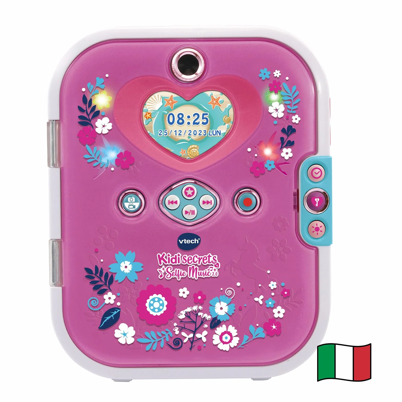 VTech KidiSecrets Selfie Music 2.0, Diario Segreto Interattivo per Bambini con Doppia Fotocamera e MP3, Diario Elettronico con Schermo a Colori e Tastiera, Lingua Italiana, Batterie Incluse, 6-12 Anni