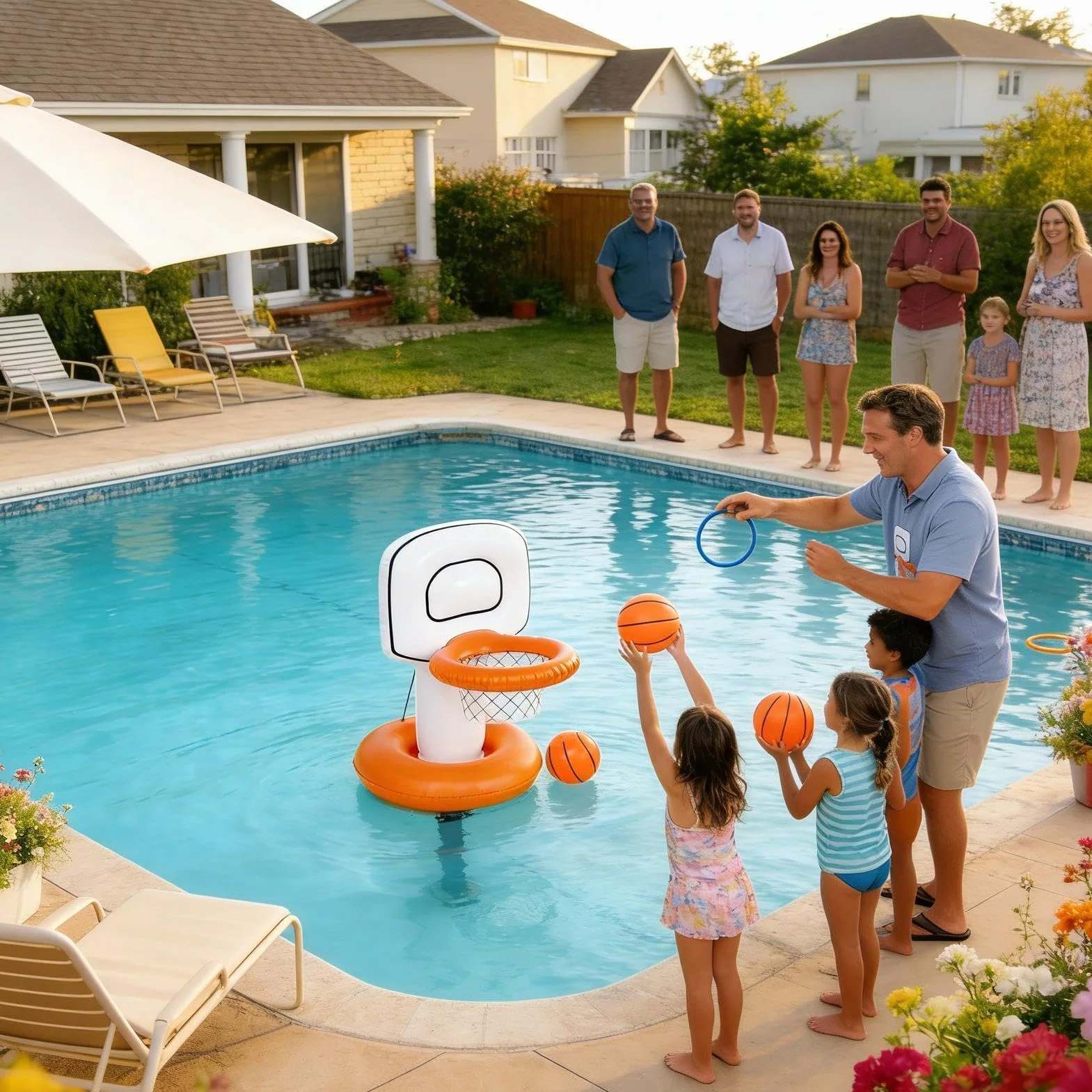 Canestro da Basket Galleggiante in Piscina,Giochi da Piscina Gonfiabili per Interazione Genitore-Figlio | Canestro da Basket con Palla,per Lago, Spiaggia, Campeggio Estivo, Acquapark, Bambini, Adulti
