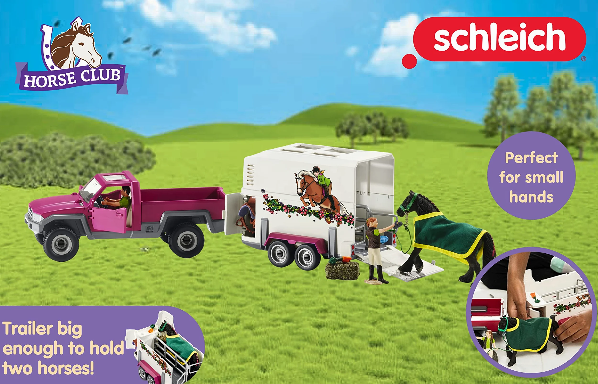 SCHLEICH 42346 Horse Club PK Up with Horse Box