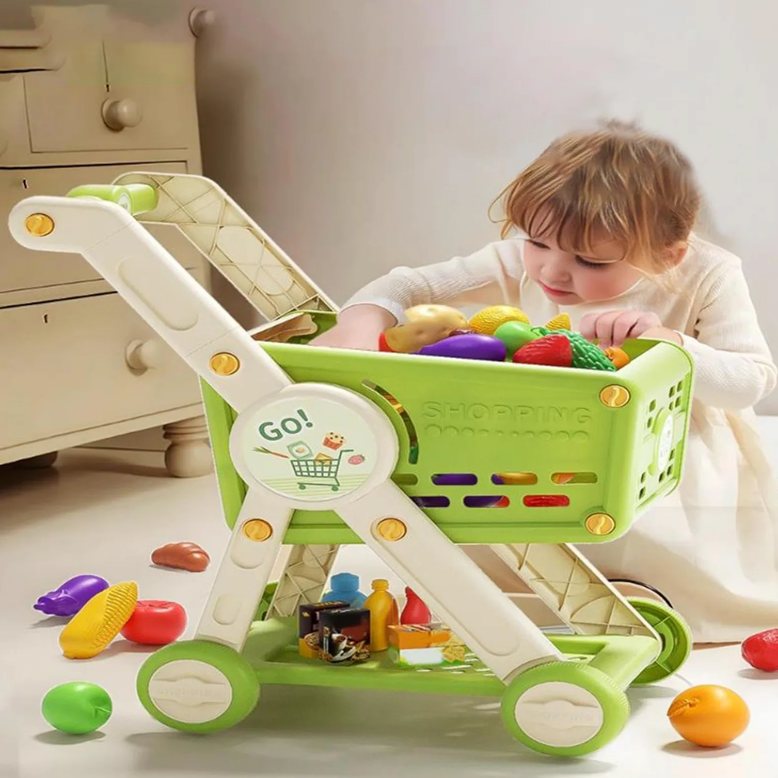 Carrello Della Spesa Giocattolo Carrello Con Set Alimenti Cucina Bimbi | Cucina Bambini Role Play 1 3 Anni Bambine Casa Delle Bambole
