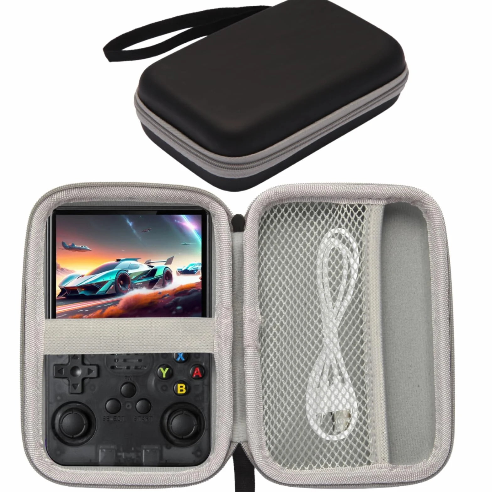 Custodia rigida per il trasporto compatibile con la console di gioco portatile R36S/R36 PRO/R40S PRO, borsa portaoggetti in EVA per accessori per console di gioco portatili da 3,5 pollici
