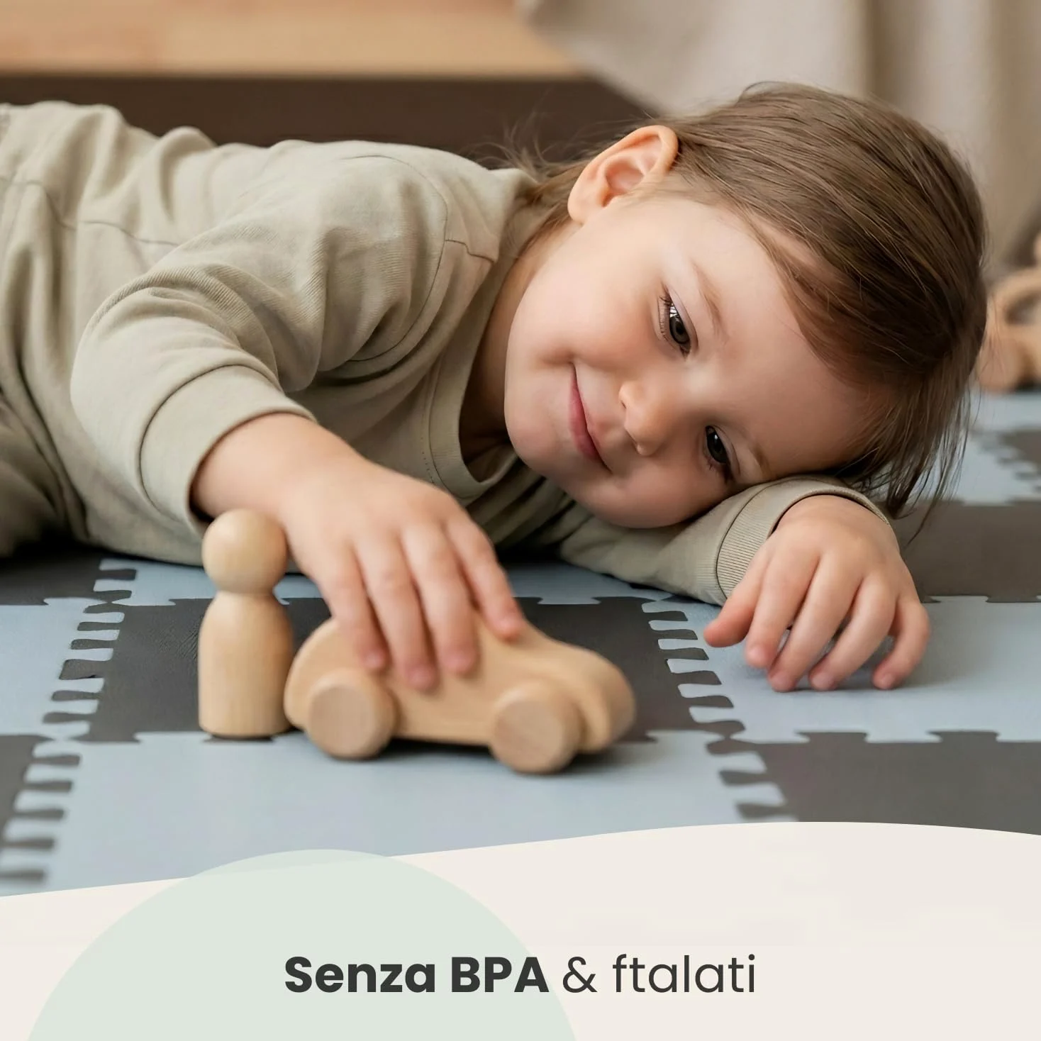 LittleTom 18 Pezzi Tappeto Puzzle per Bambini - Certificato TÜV - Piastrelle EVA con Bordi 30x30 cm - Pavimento Morbido e Antiscivolo - Superficie Puzzle Protettiva per la Cameretta e Gioco a Terra