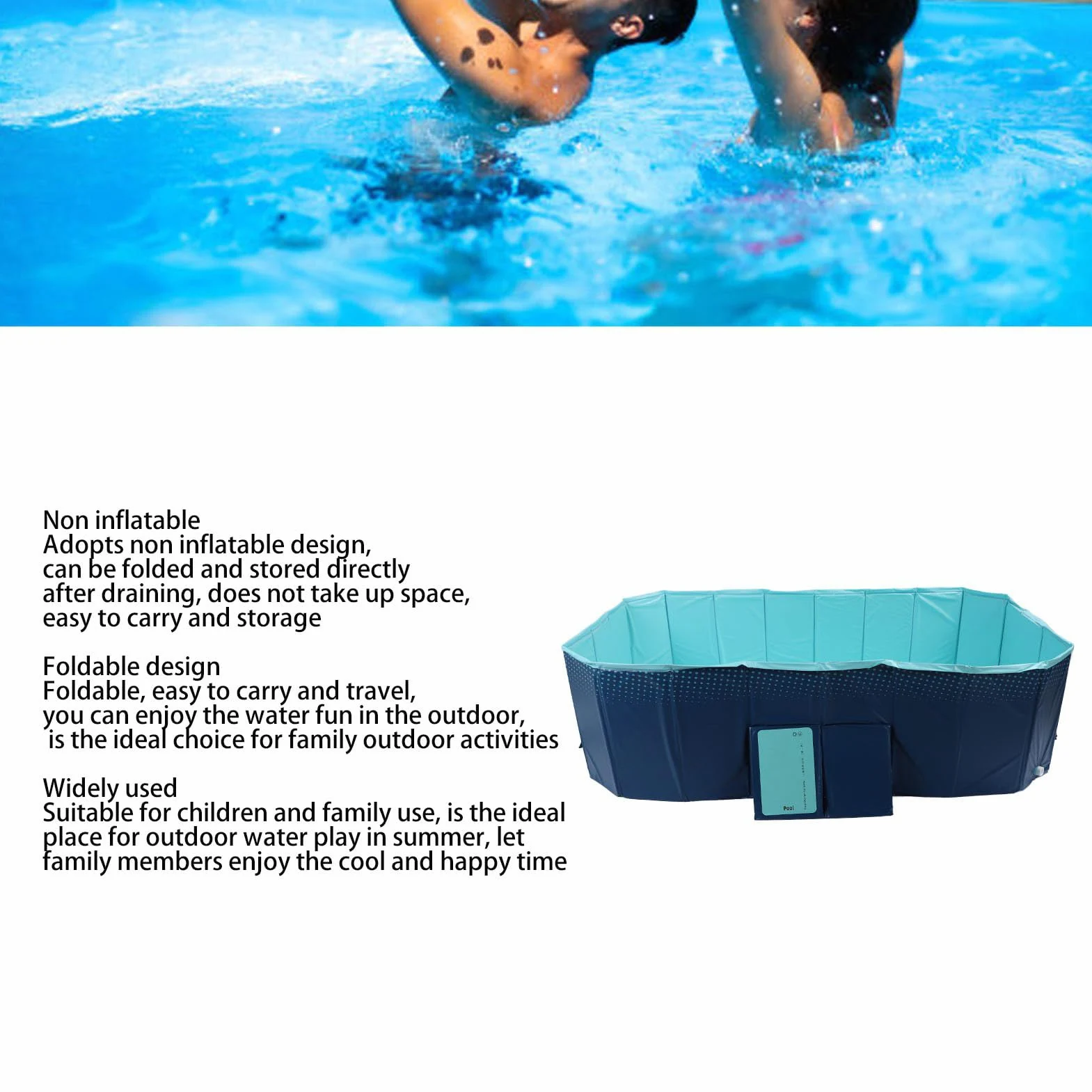 Sxhlseller Piscina Pieghevole Portatile per Bambini e Cani |Piscina da Cortile Non Gonfiabile in PVC Spesso per Divertimento Estivo all'aperto (2,1 m)