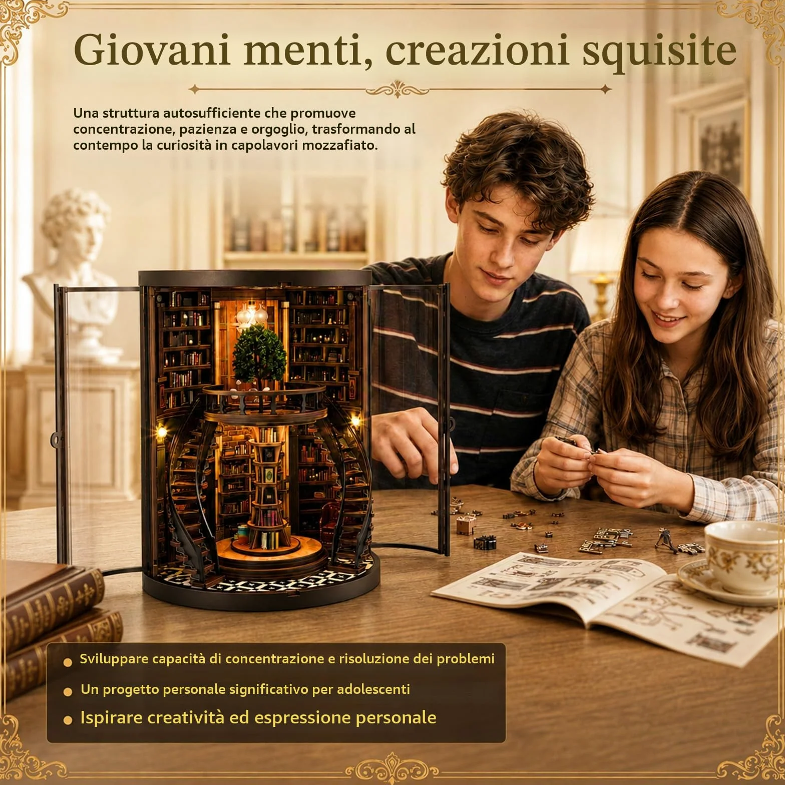 Kit per Angolo del Libro, 3D Fai da Te Miniatura Casa delle Bambole Booknook con Luce LED e Custodia Antipolvere, Supporto per Scaffale dei Libri, Regalo Creativo per Adolescenti e Adulti