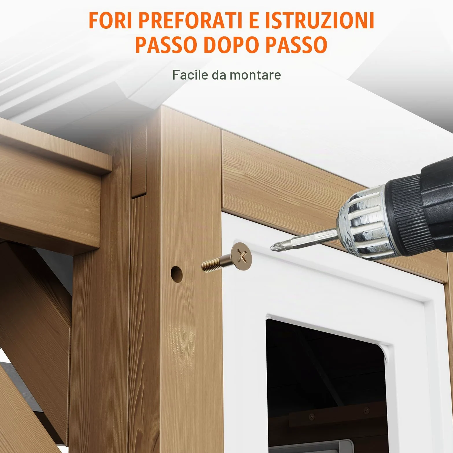 VEVOR Casetta da Gioco per Bambini da Esterno in Legno, Casetta da Giardino per Bambini, Casetta Gioco da Cortile con Porta, Finestra, Supporto per Vaso di Fiori, Griglia, Fornello e Lavello