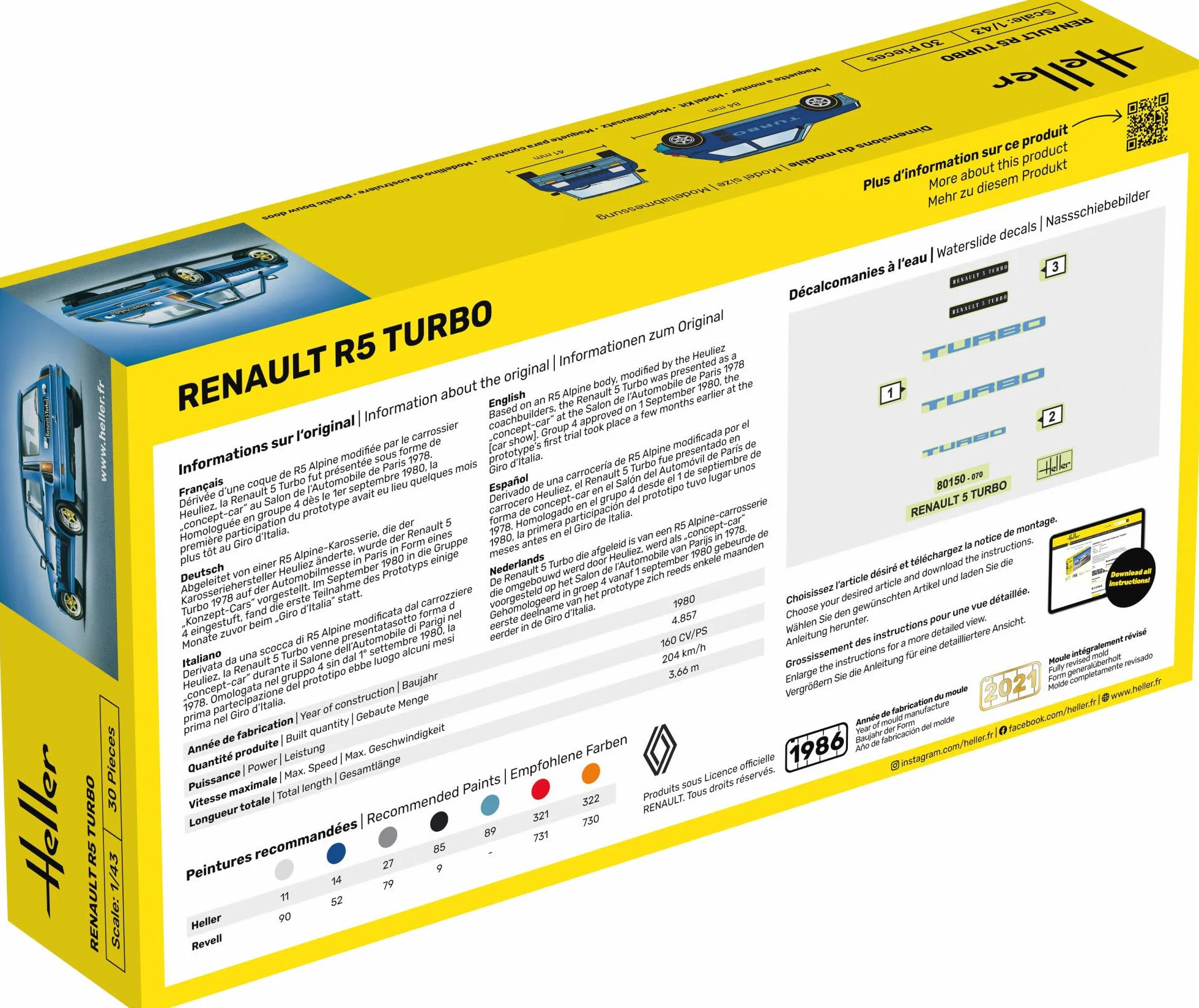 Heller - Set modello auto Renault R5 Turbo 1/43 56150