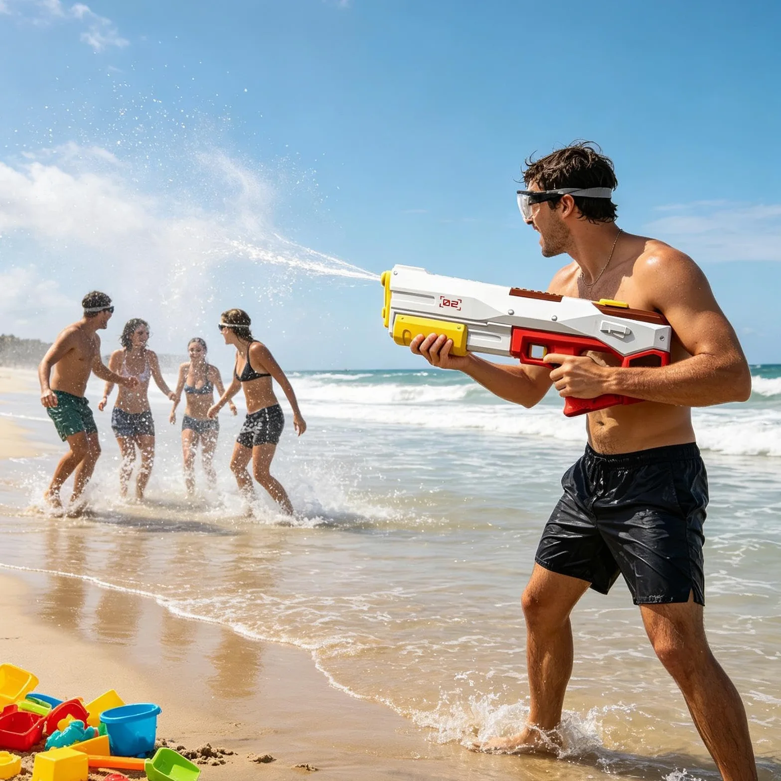 Pistola ad Acqua Elettrico con Serbatoio di Grande Capacità | Giochi d'acqua per piscina esterna per Cortile, Spiaggia, Piscina, Viaggio, Vacanza, , Prato, Campeggio,