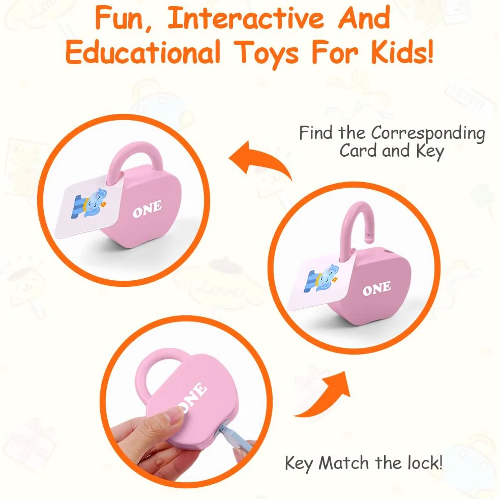 5 Set Serrature e Giocattoli Chiave, Giocattoli con Chiave e Lucchetto, Chiavi Giocattolo Bambini con Lucchetto a Forma di Mela, Chiavi e Tessera, Montessori Set per Lo Sviluppo dai 3+ Anni