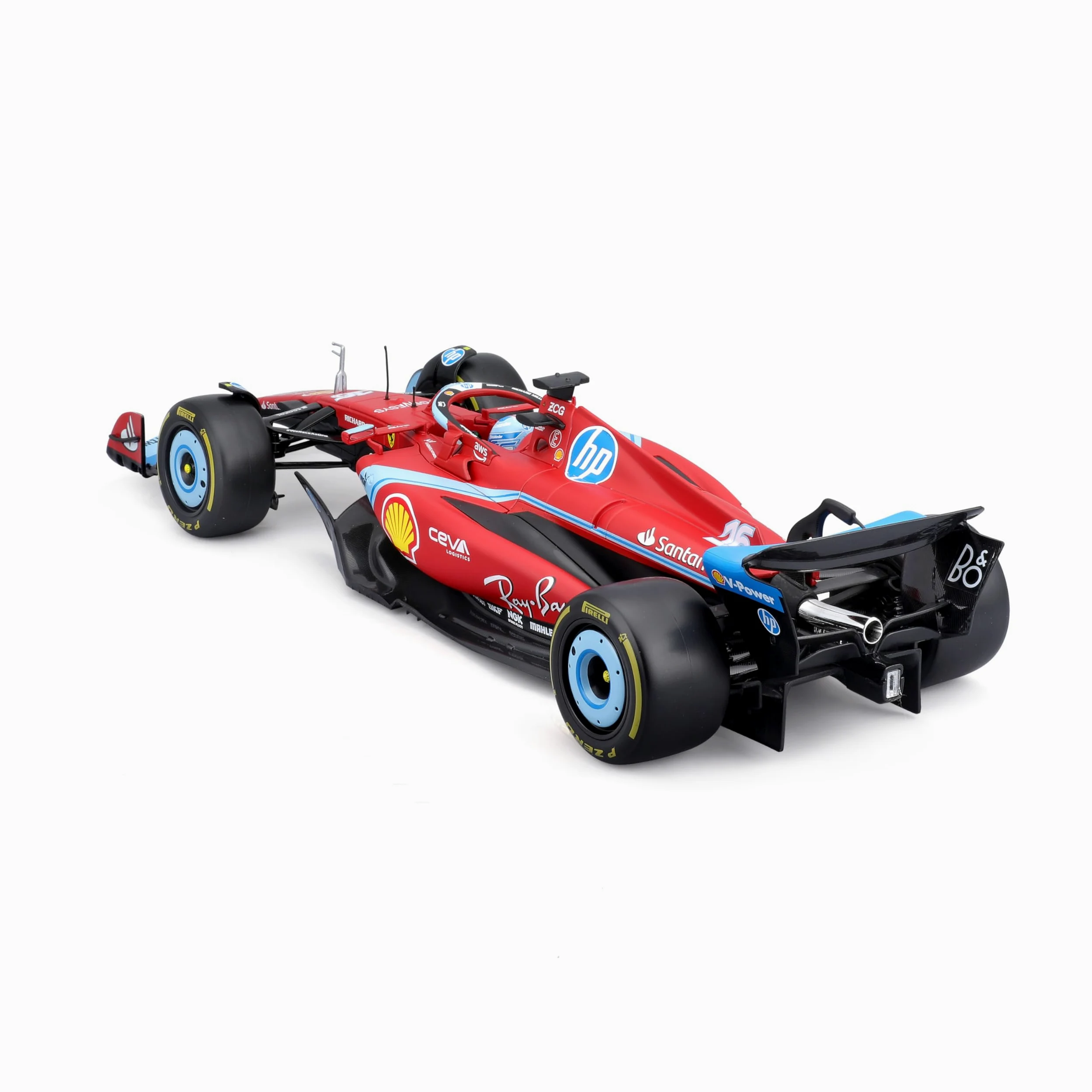 Bburago Formula 1 Ferrari SF-24 Miami Versione Deluxe Edition (2024): modellino auto in scala 1:18, autista #16 Charles Leclerc, custodia rigida 35,9 cm, rosso (18-16821-1)