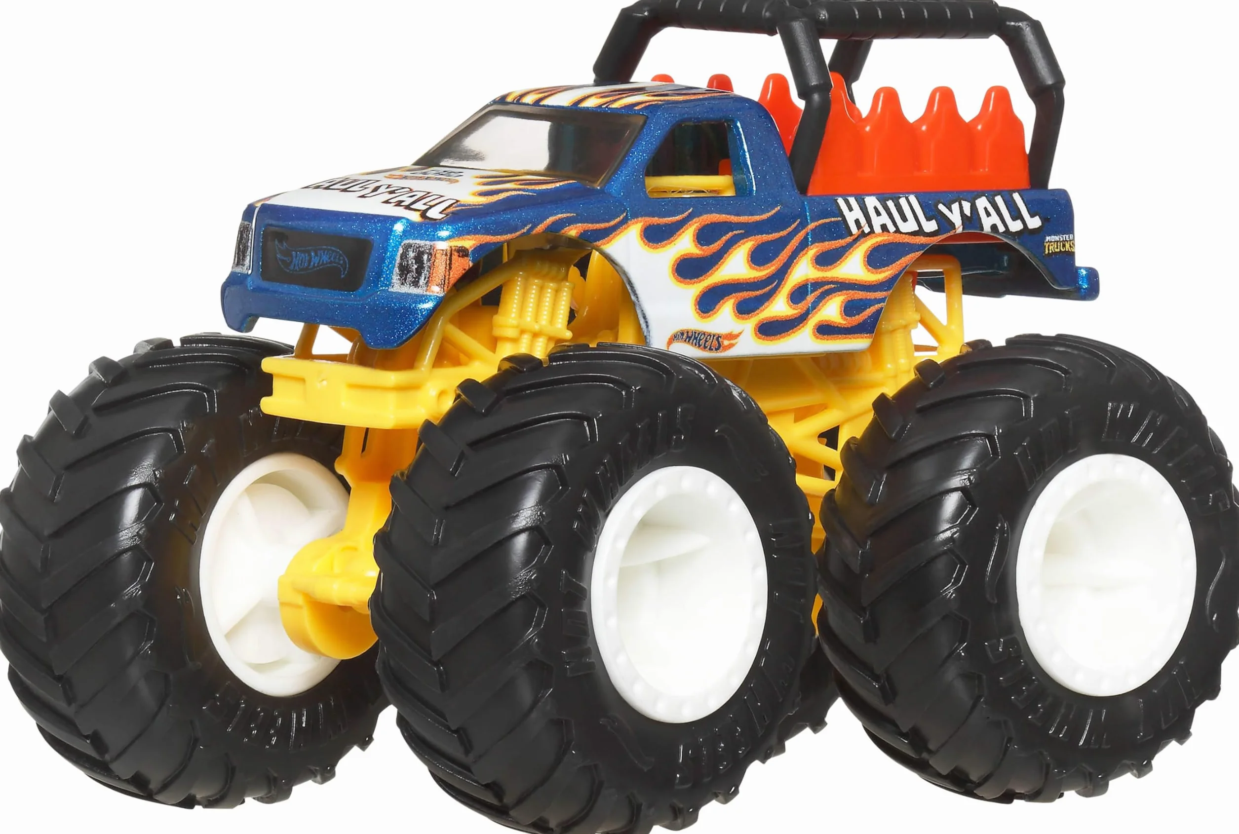 Hot Wheels Monster Trucks - Set da 4 veicoli in scala 1:64 con ruote giganti e design da urlo, colleziona i personaggi più amati, giocattolo per bambini, 3+ anni, JGD65