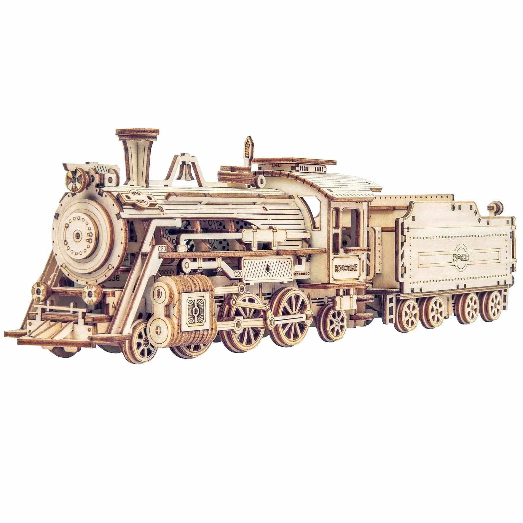 ROKR Modello di Treno in Legno 3D - Locomotiva Modellino Meccanico in Legno - Modellini da Construire - Regali per bambini e adulti (Prime Steam Express)