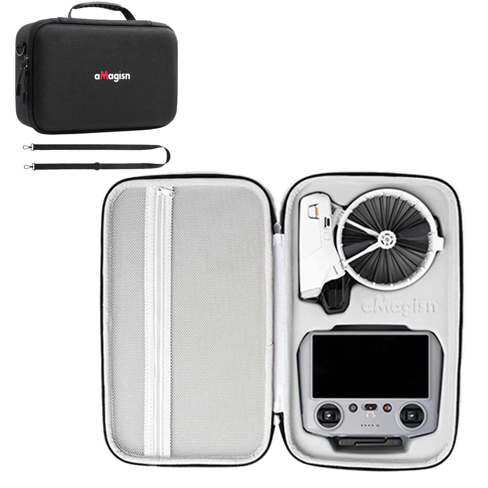 Custodia a libro all-in-one per DJI custodia protettiva antigraffio impermeabile adatta per telecomando RC 2/RC-N3, organizer per batteria e accessori per droni (nero)