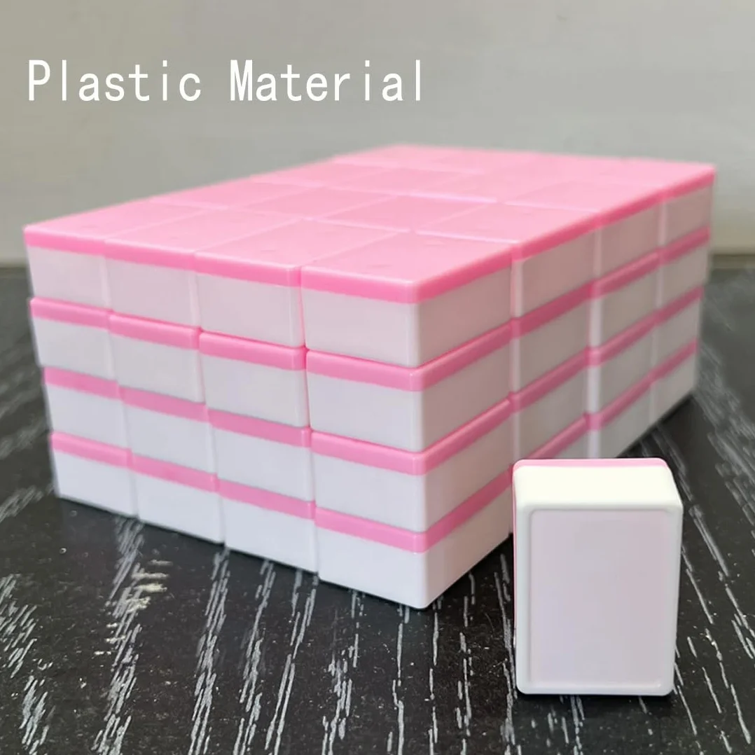 Confezione semplice,65 Blocchi 30mm Seaside Escape Game in Stile Mahjong,Gioco Seaside Escape Fuga da Tavolo,per Bambini,in ABS Plastico,Gioco di Fuga,con DIY Adesivi in PVC-Tre adesivi extra (Rosa)