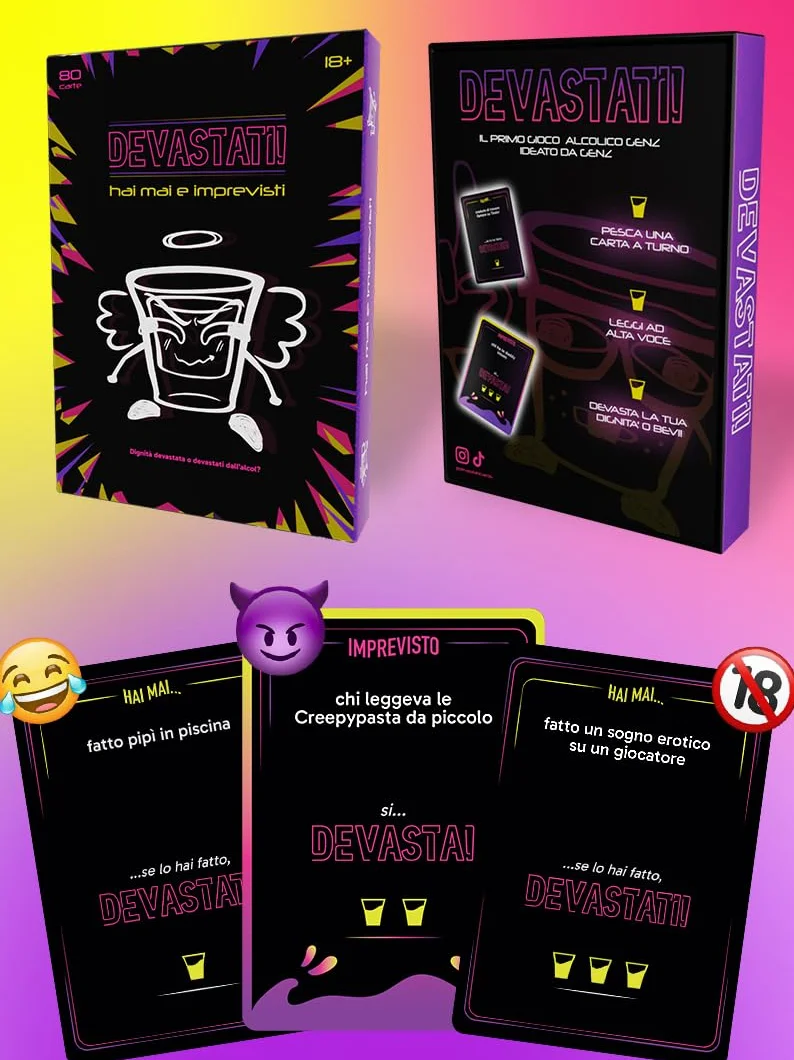 Hai Mai e Imprevisti (Versione 2025) | Gioco da tavolo alcolico per Gen Z (18+) | Carte per bere con sfide, gossip e meme | Perfetto per feste