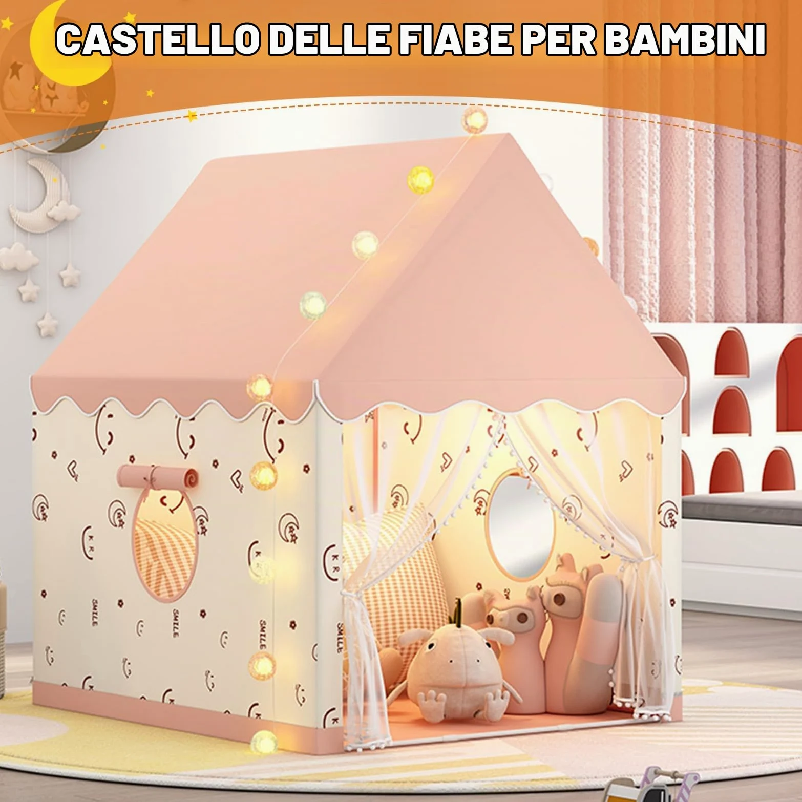 Ergocar Tenda Per Bambini Interno All'Aperto Game House Castle Con Mat Ball Light Cloud Butterfly Adatto Ai Ragazzi e Alle Ragazze Di Toddlers
