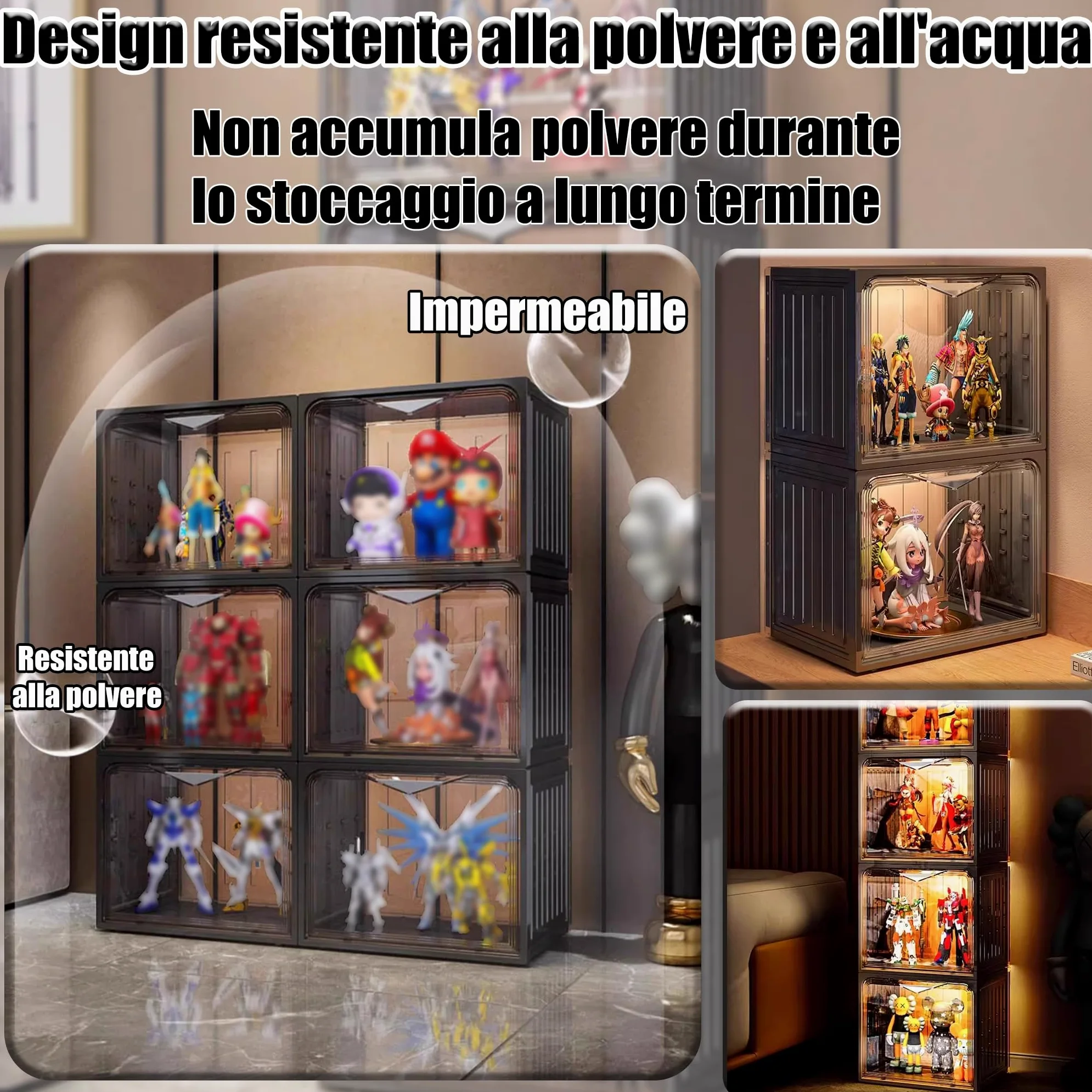 Vetrina Espositiva Per Collezionismo,Vetrina Espositiva Con Led Da Terra[6 Piano/Lampada Telecomandata/Sigillata E Antipolvere] Per Giocattoli Da Collezione, Libreria Per Casa, Sala Giochi
