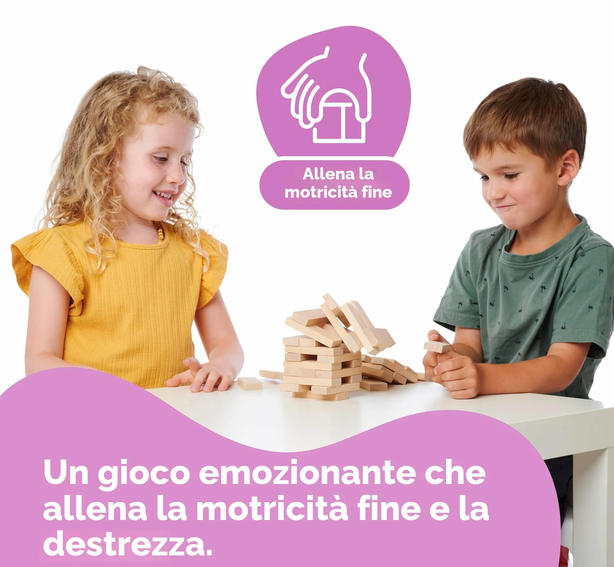 Eichhorn Torre in Legno Vacillante, Gioco impilabile, in legno non trattato, torre a dondolo, 54 pezzi, 5 anni, 100002466, marrone