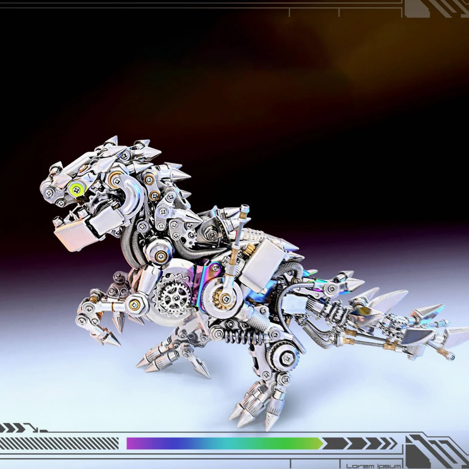 Kit di puzzle 3D in metallo dinosauro - Modello Steampunk T-Rex con ali e opzioni Gat-ling - Set di montaggio fai da te in acciaio inossidabile - Perfetto per adulti, appassionati di artigianato e