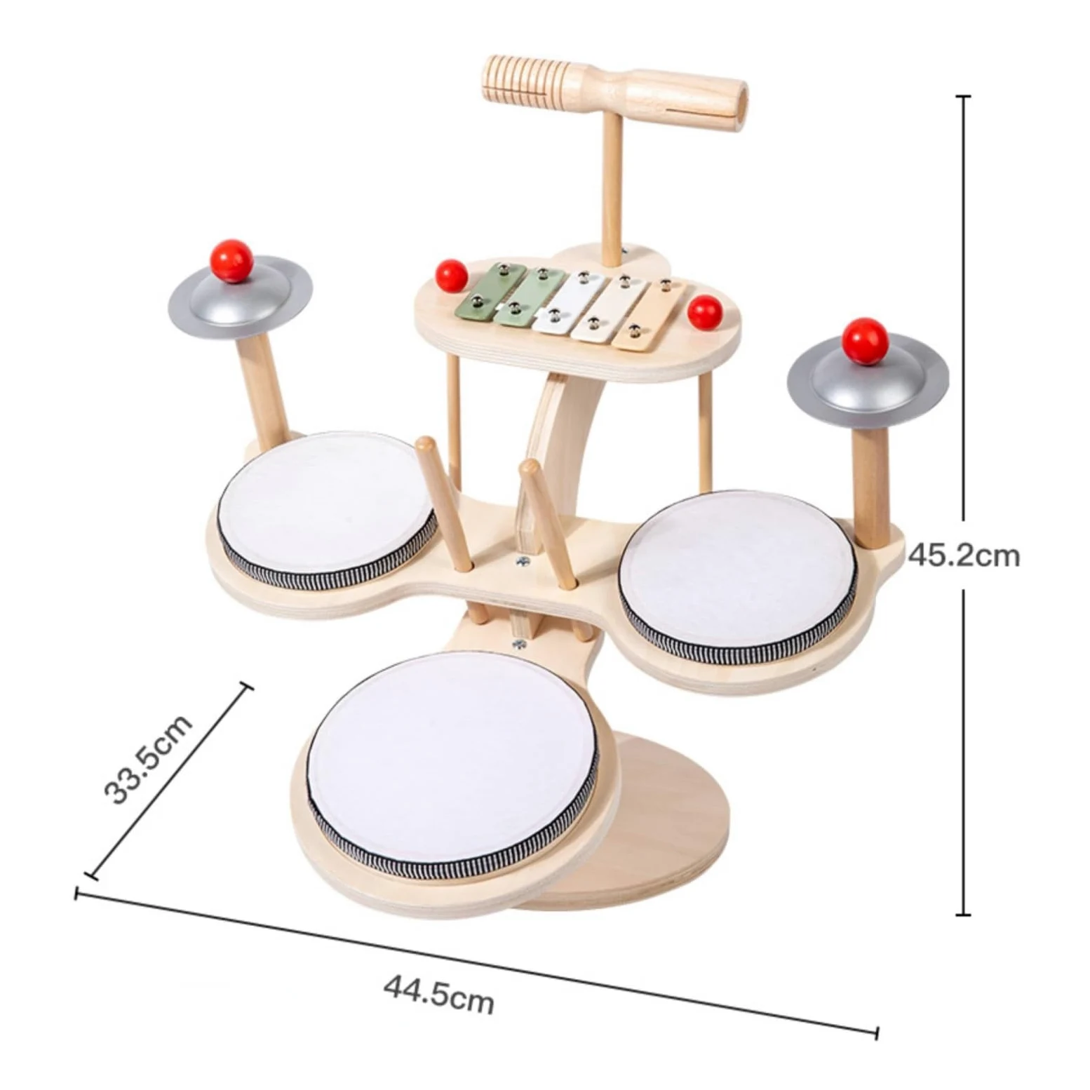 harayaa Batteria per Bambini Set Tamburo Xilofono Percussioni Strumento Musicale in Legno Sensoriale per Apprendimento Adatta per Prescolare Casa Giochi Musicali Regali Attività Familiari