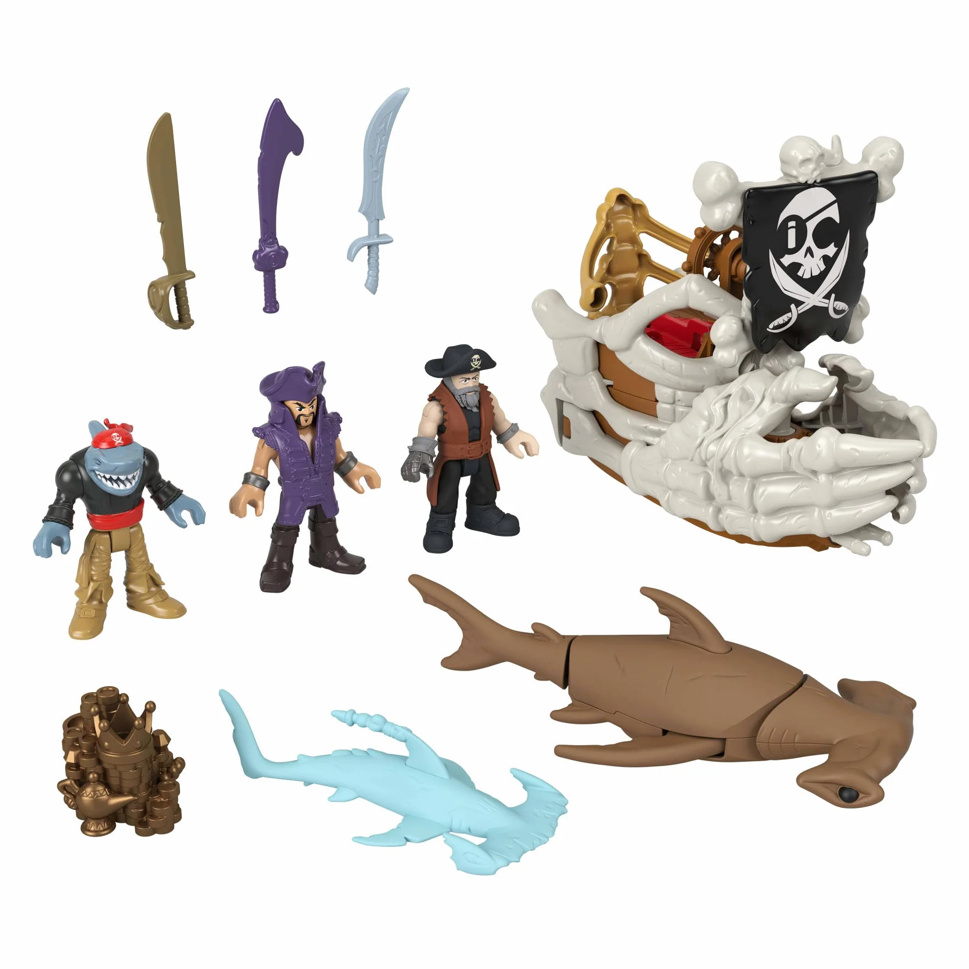 Imaginext La Nave Di Billy Bones nave giocattolo con mani scheletriche e lanciatore 3 personaggi 2 creature marine 7 accessori JLC51
