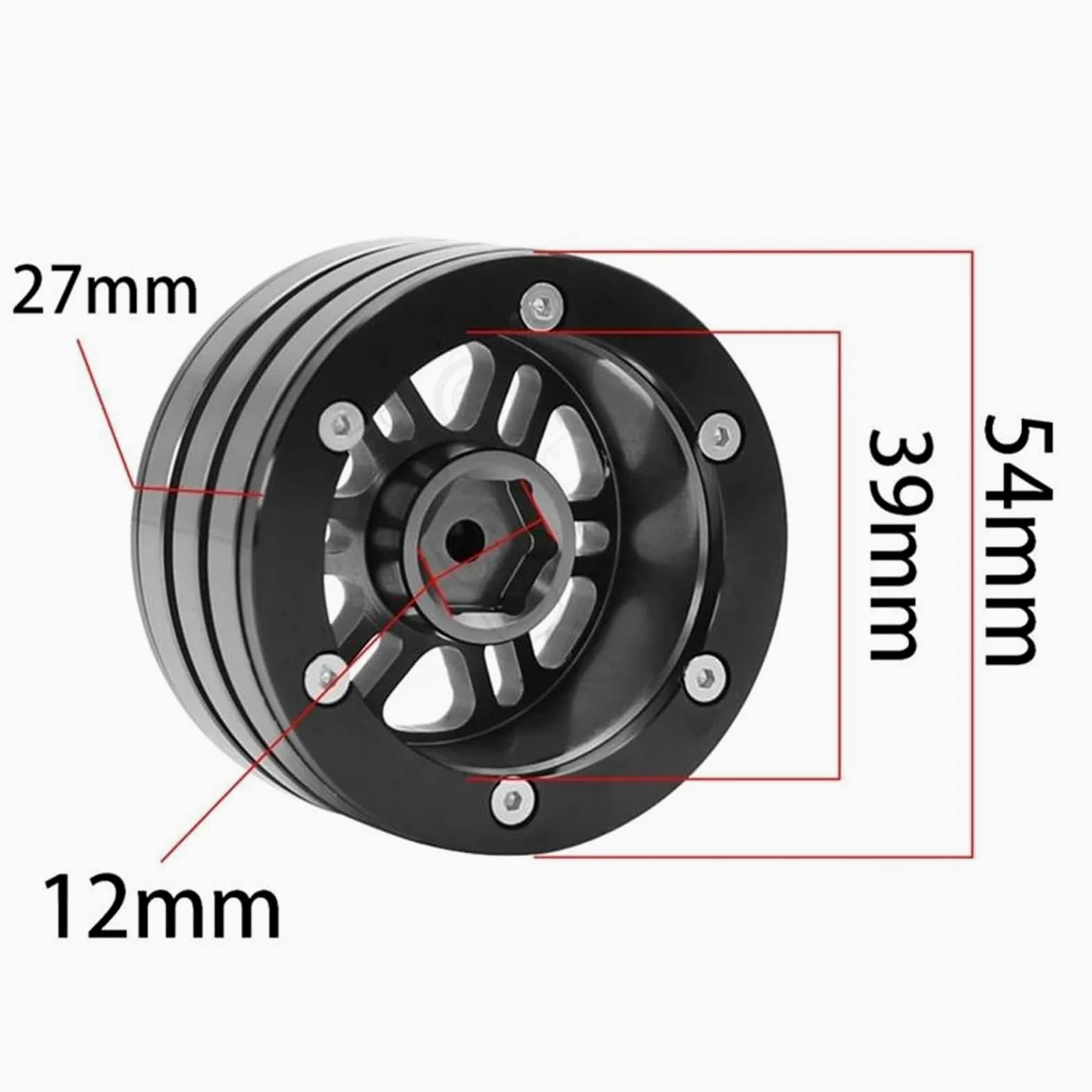 RC Car Pneumatico Ruota Compatibile con Axial per SCX10 90035 90022 90046 D90 D110 TF2 TRX-4 4 Pezzi Pneumatici per Cerchioni Beadlock in Metallo da 1,9 Pollici per 1/10 RC Rock Crawler