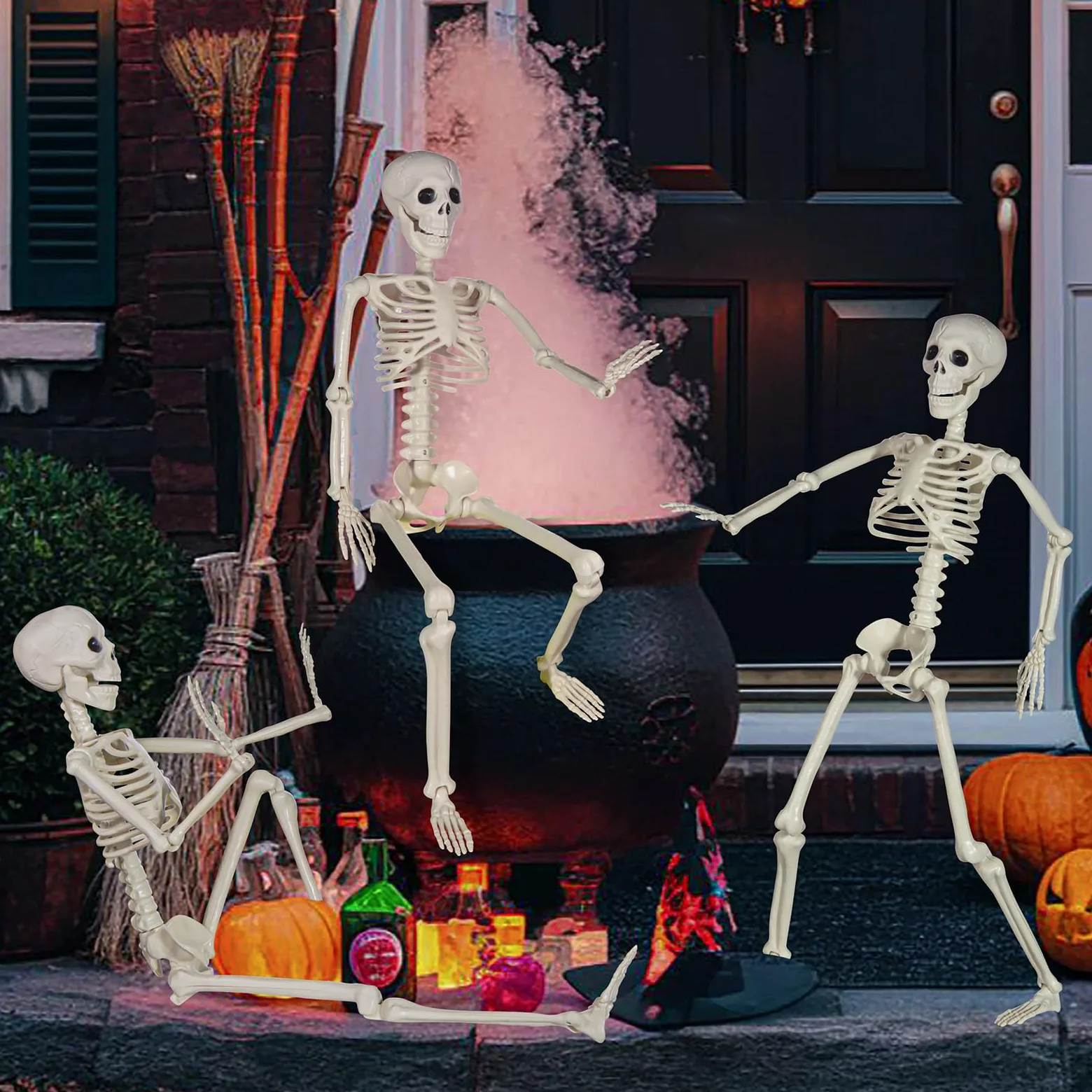 XONOR Scheletro di Halloween realistico in plastica umana da 91 cm, con giunti mobili, per decorazioni di oggetti di scena per casa infestata