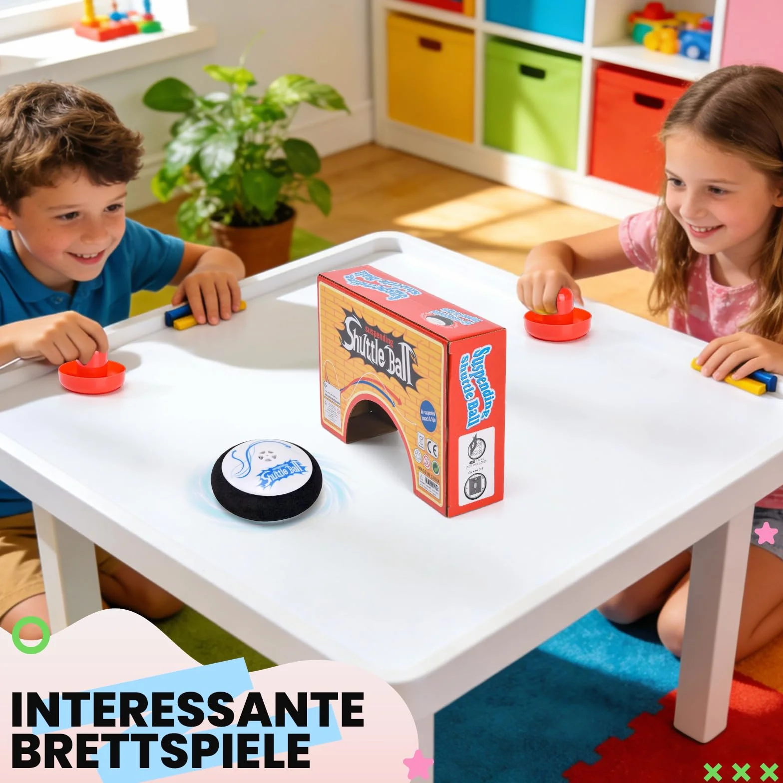 Air Hockey Hover Puck, Portable Air Hockey con 2 Spingere per hockey ad aria rossa, giocattolo da hockey per interni ed esterni, gioco simulato di hockey per bambini adulti