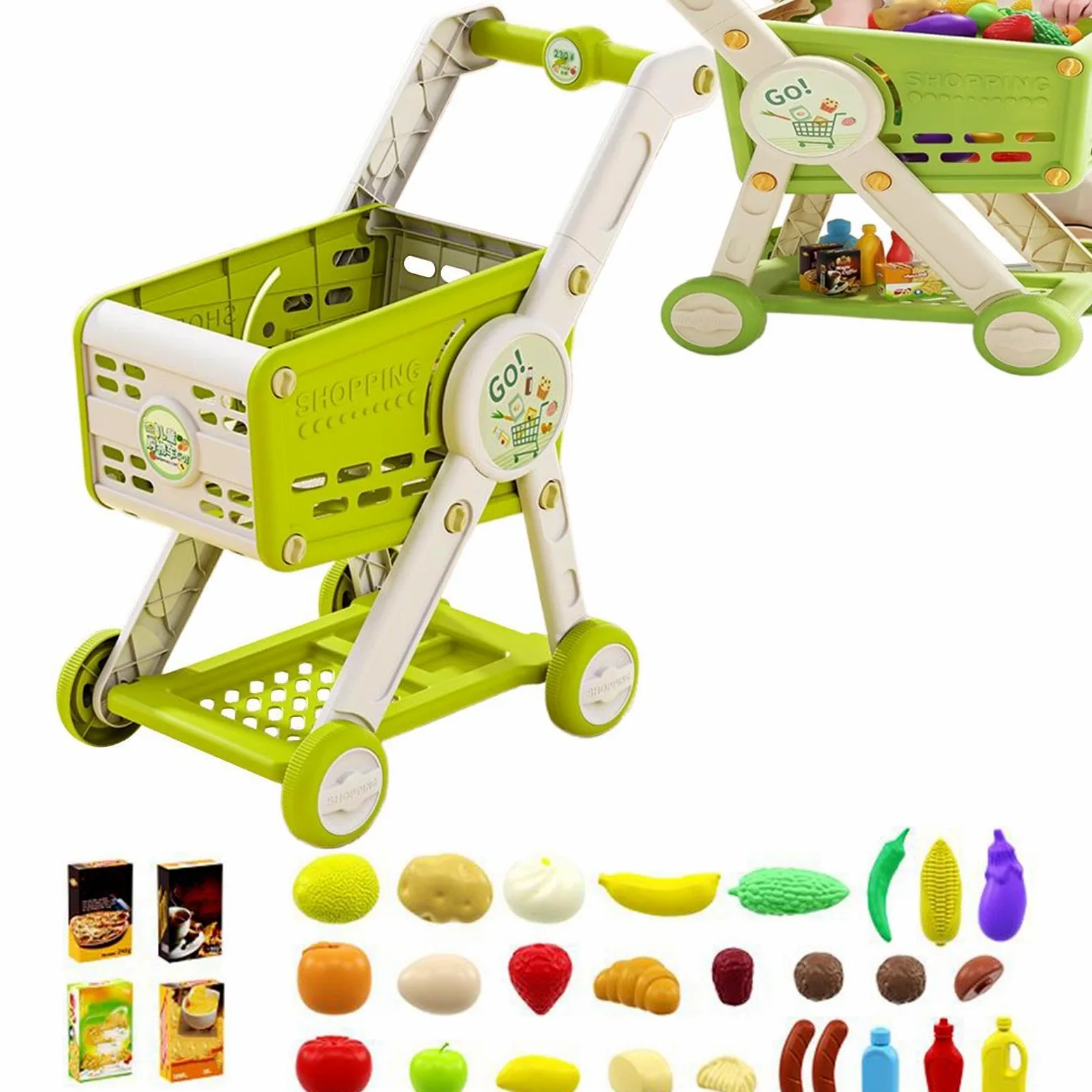 Carrello Della Spesa Giocattolo Ruote Cesto Della Spesa Giochi Supermercato | Cucina Bambini Role Play 1 3 Anni Bambine Casa Delle Bambole