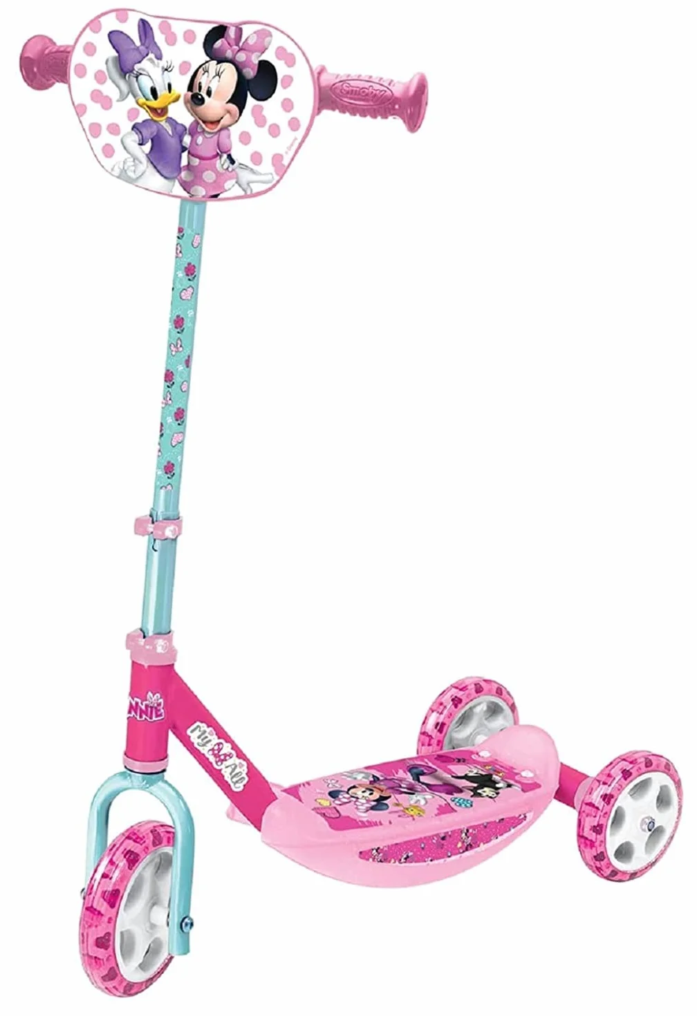 Smoby - Monopattino tre Ruote Minnie, 7600750167, +3 anni, Struttura in Metallo, Regolabile in Altezza, Trasporto Facile, Rosa, S