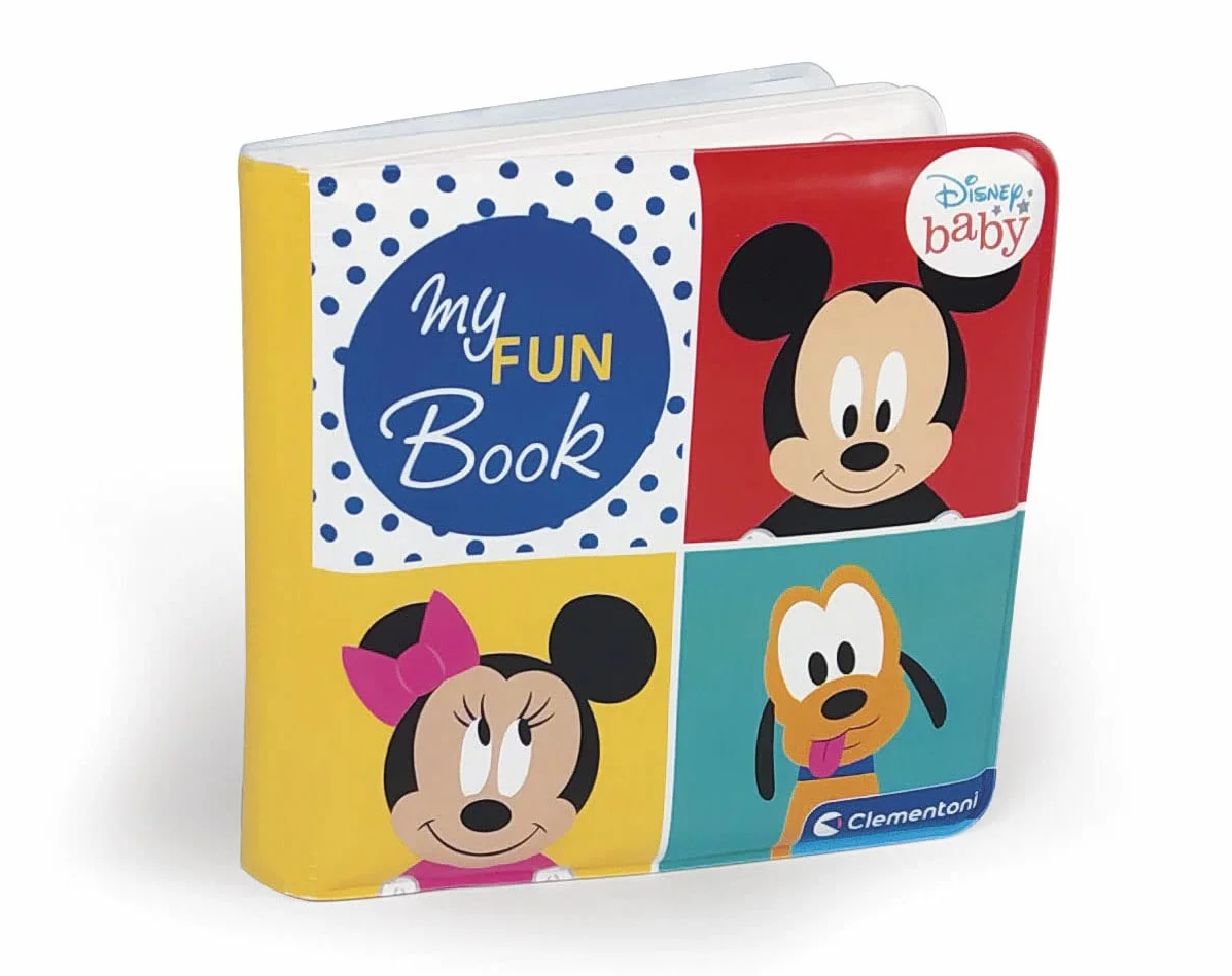 Clementoni - 17720 - Disney Baby My Fun Book - Libro Neonati, Gioco Bambini 6 Mesi, libricino Impermeabile Ideale per Bagnetto, 100% Lavabile in Lavatrice