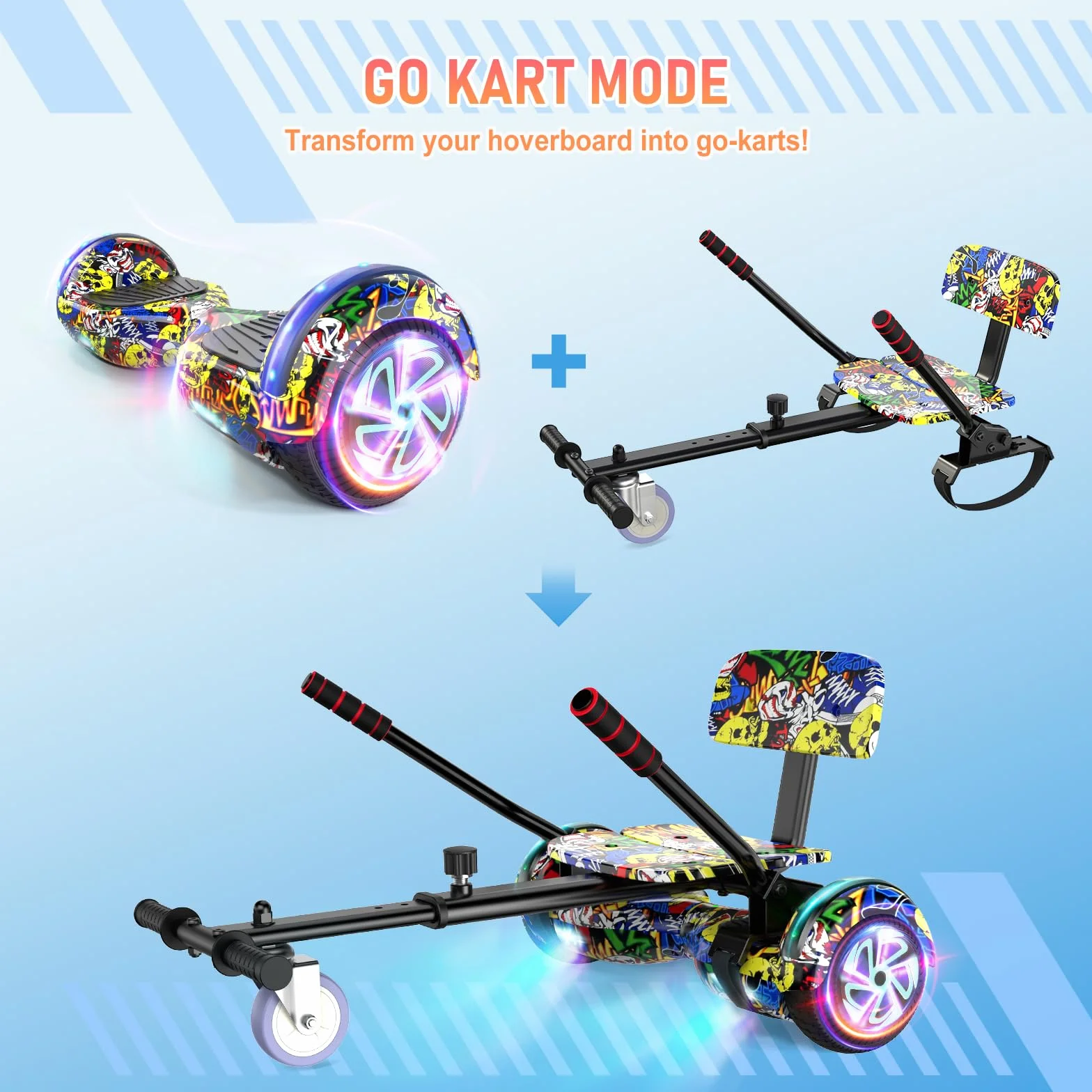 Scooter Seat Attachment, Adjustable Frame Length Go Kart for Kids