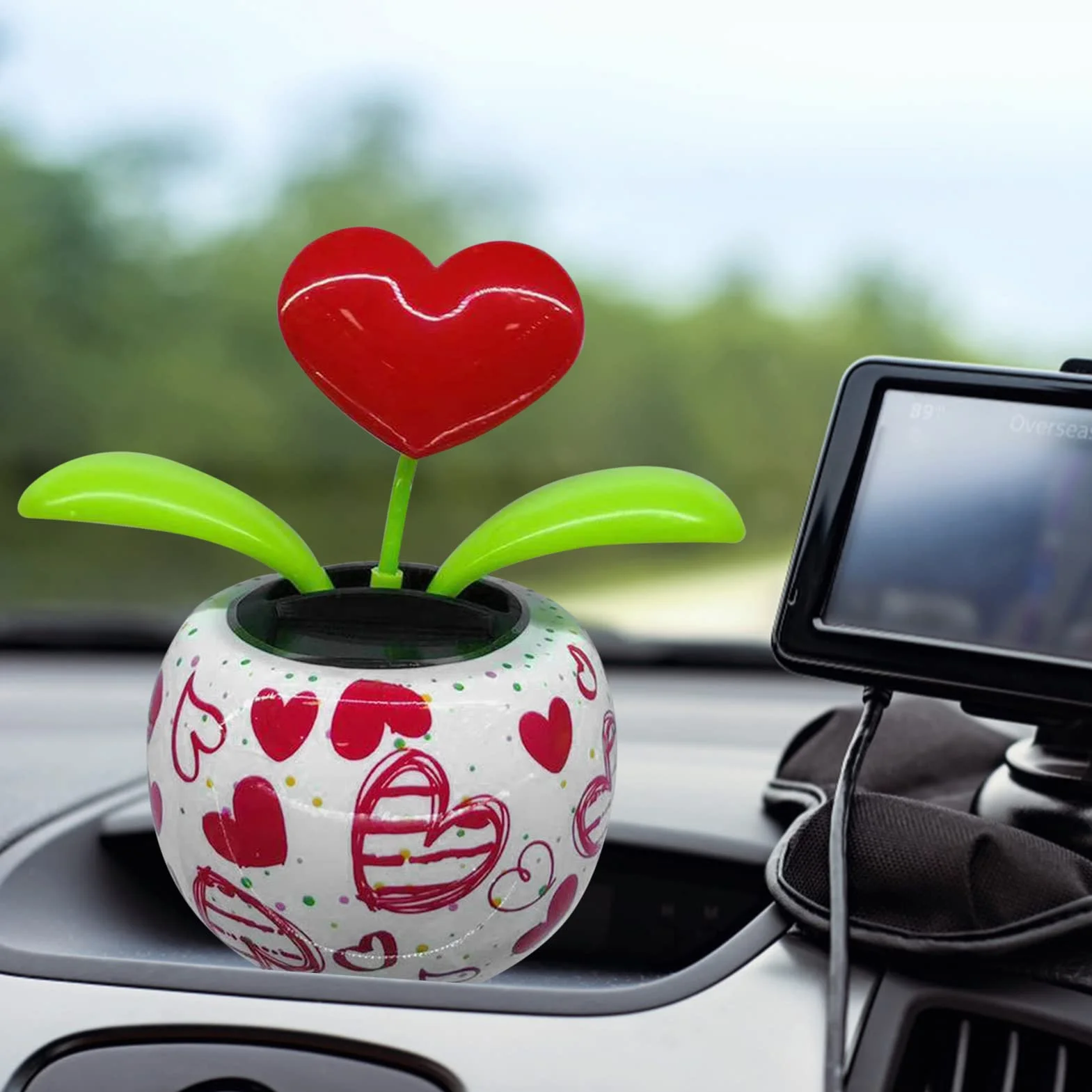 Fiori Danzanti ad Energia Solare Simpatico Cuore Oscillante Ballerino di Fiori Fiori Flip Flap, Bobblehead Auto Ecologico Fiori Danzanti Solari per Auto e Decorazione Domestica Regalo