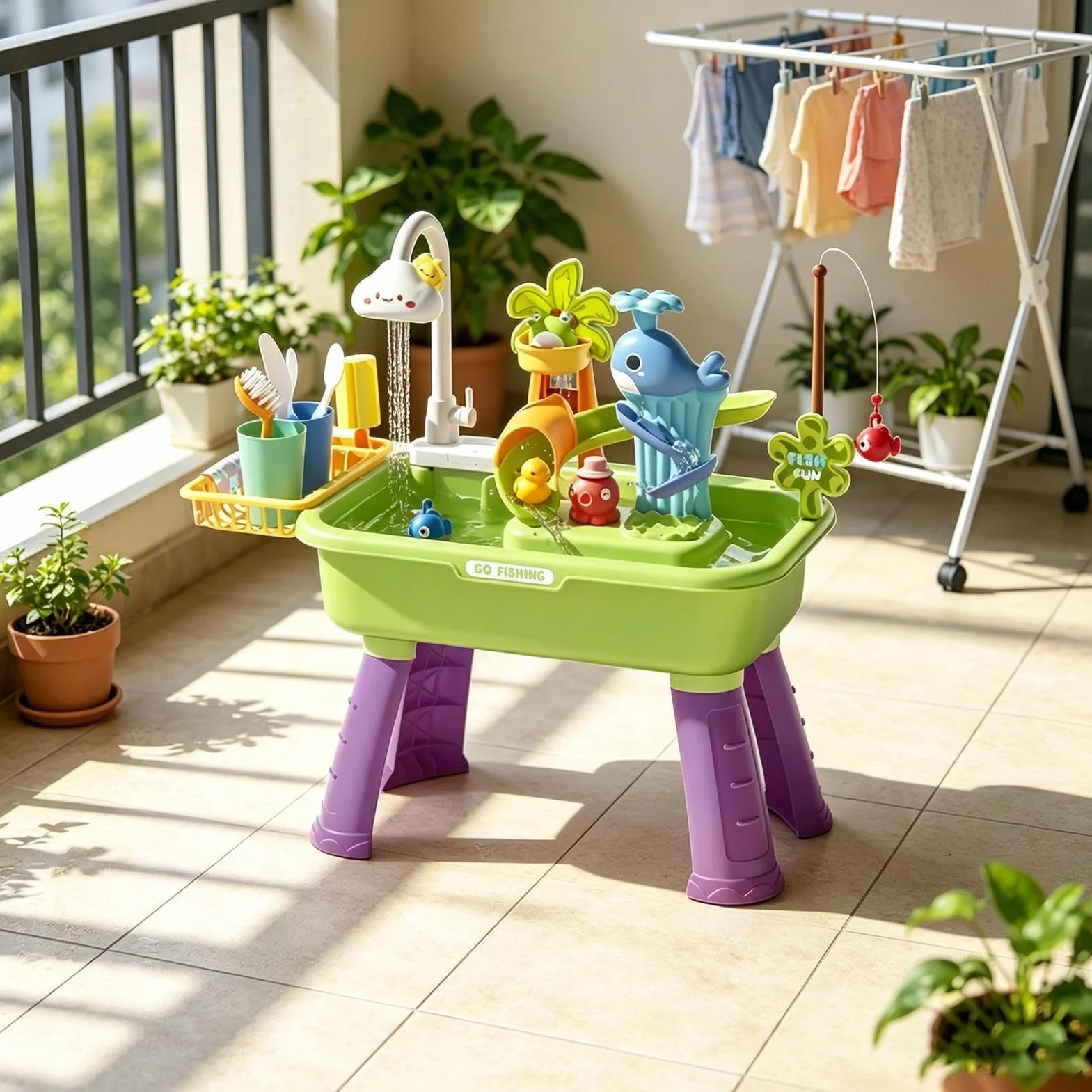 Tavolo Acquatico da Esterno di Pesca Estivo | Giocattolo da Esterno Estivo Per Maschi Femmine Prescolari Patio Spiaggia Campeggio Casa Bagno Sala Giochi Vacanze