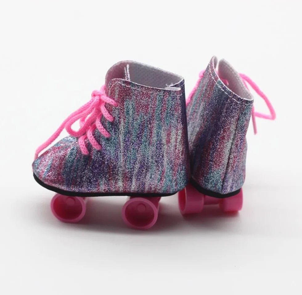Pattini a rotelle per Bambola da 18 Pollici, Scarpe da Pattinaggio su Ghiaccio per Bambola Americana da 46 cm, Accessori per Costume (#F)