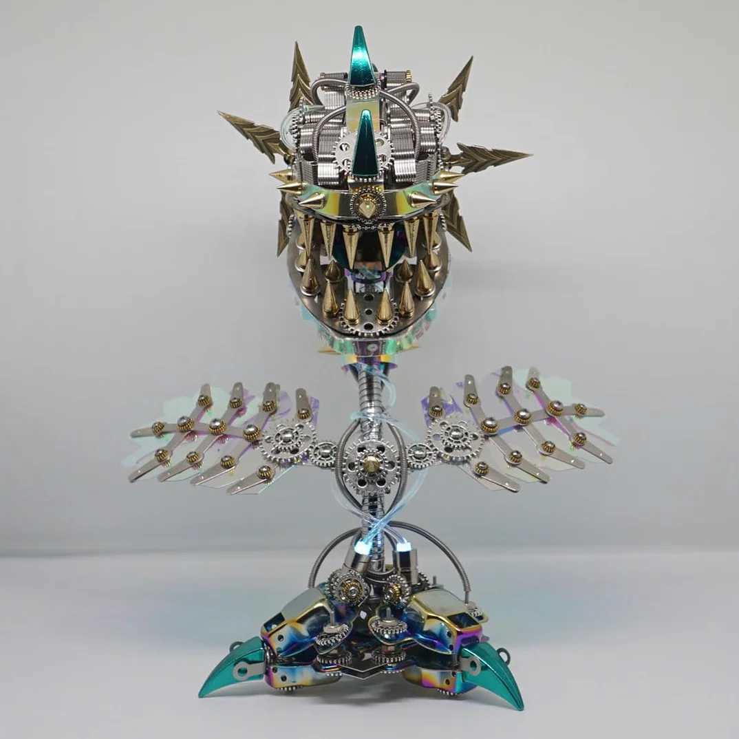 Puzzle 3D in metallo Piranha pianta fiore per adulti, kit modello di assemblaggio di piante steampunk, 770 pezzi + puzzle 3D meccanici fai da te, difficoltà media da montare