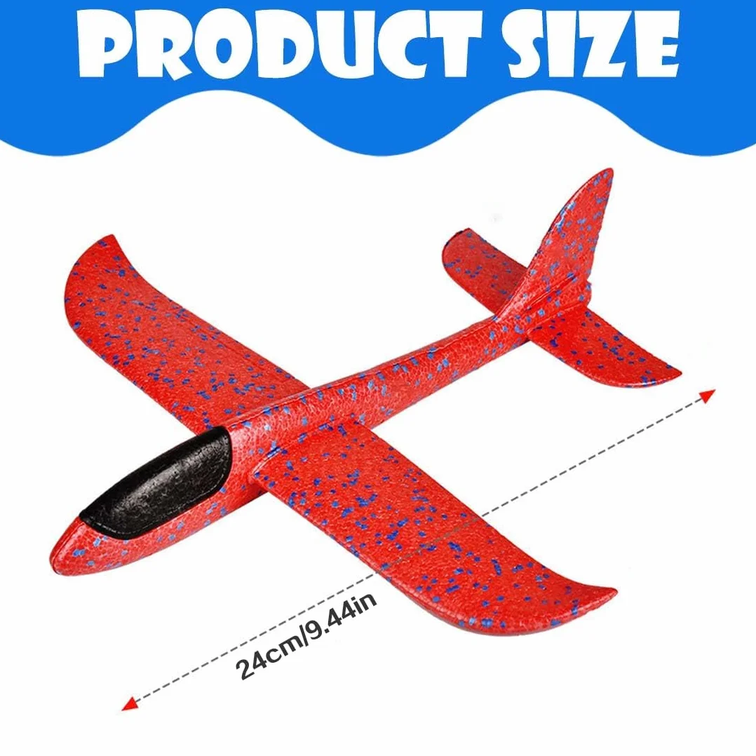 2 Pezzi 24cm Aereo Polistirolo Bambini,Aerei Aeroplano Giocattolo, Giochi Regalo Bambini Bambina Bambino 4 5 6 7 8 9 Anni, Aliante Aeroplano Schiuma per Grande Giochi Esterno