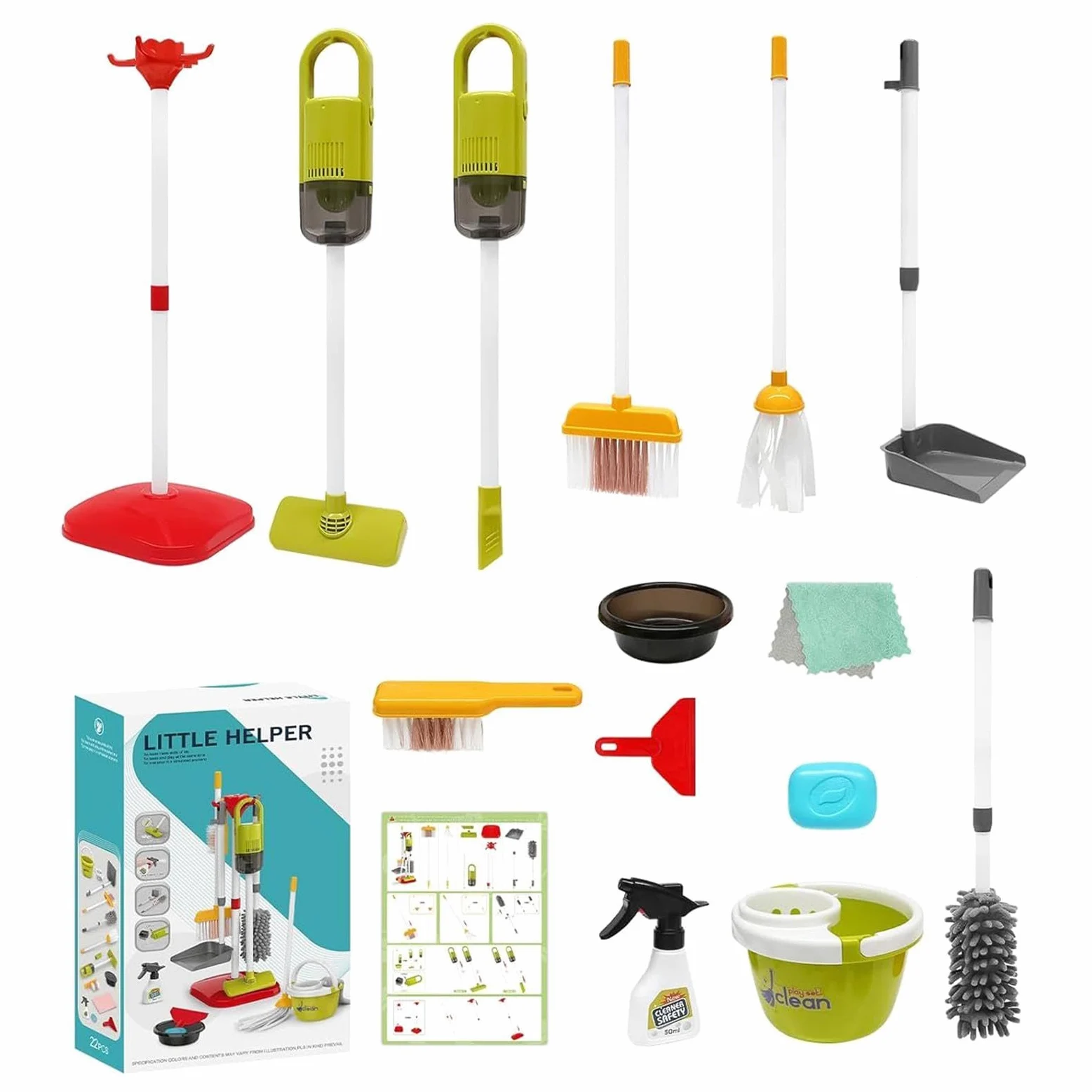 Set Giocattolo Di Pulizia Per Bambini Forniture per Educativo | Aspirapolvere Giocattolo Per Bambini in Età Prescolare per Apprendimento Precoce e in Casa per Famiglia e Pulizie per