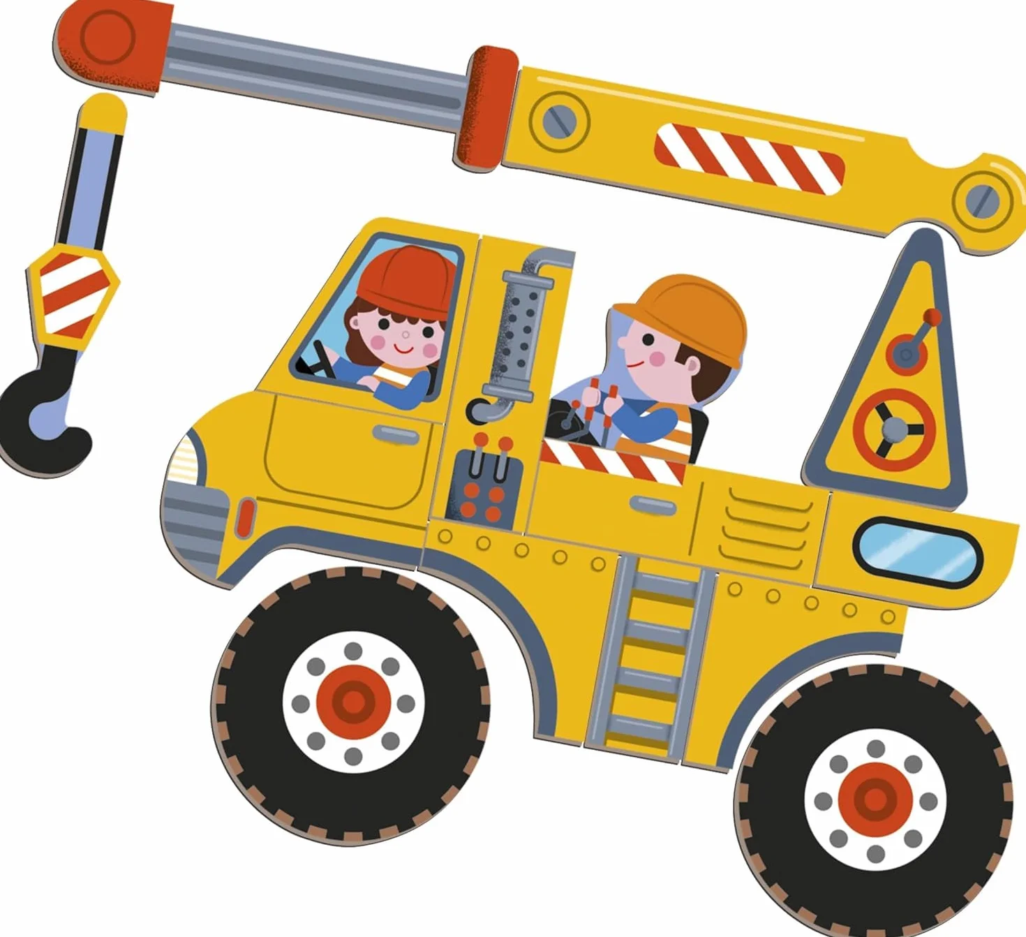 Janod Magnéti'Book Véhicules du Chantier, Gioco Magnetico educativo 50 magneti + 18 Modelli, Giocattolo in Cartone FSC per Bambini, Sviluppa la destrezza e l'immaginazione, da 3 Anni, J02526