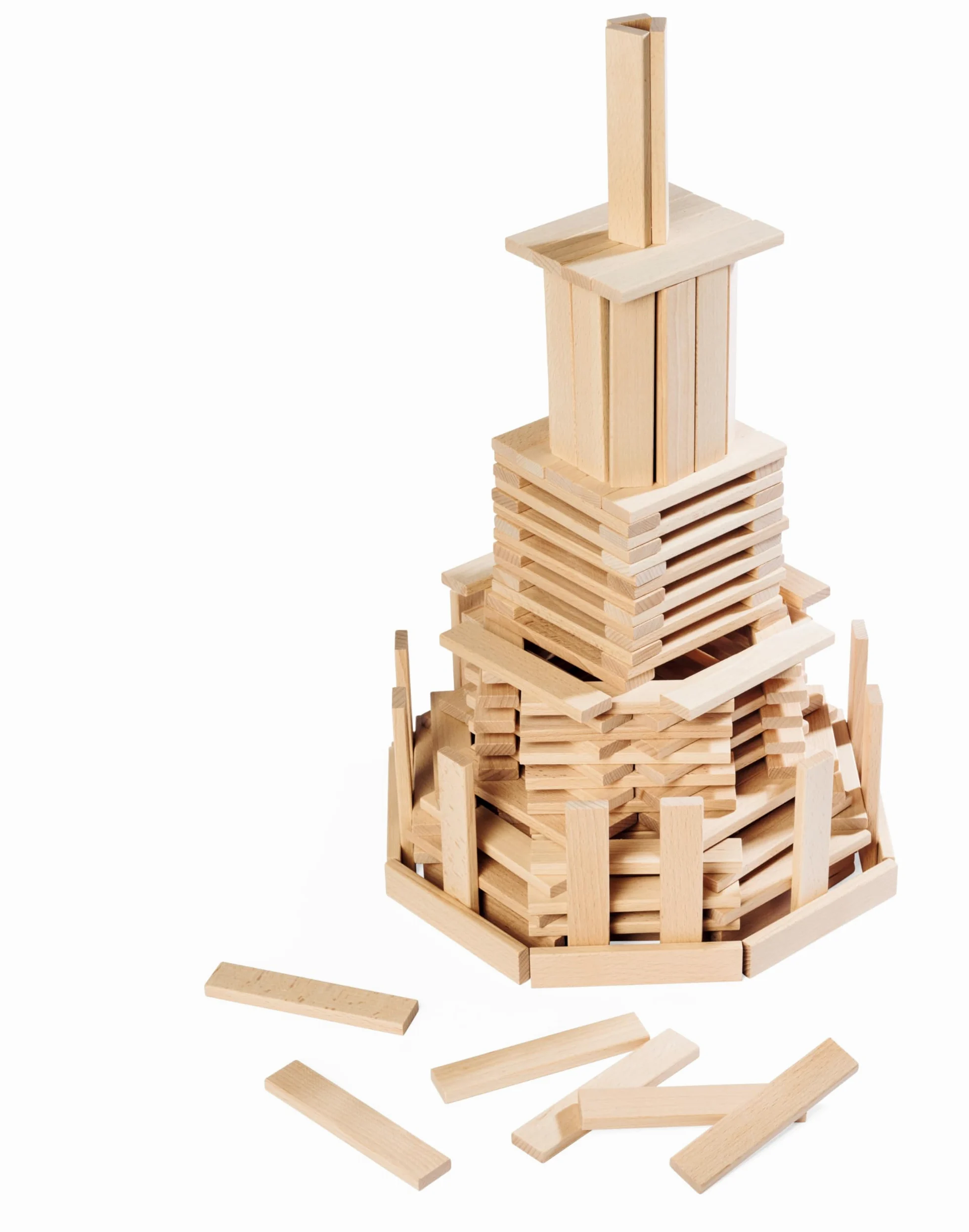 Eichhorn- Holzbaukasten Pietre Costruire, con Modelli, in Legno di faggio Certificato FSC 100%, 200 Pezzi, per Bambini dai 2 Anni in su, Colore Naturale, Small, 100001612