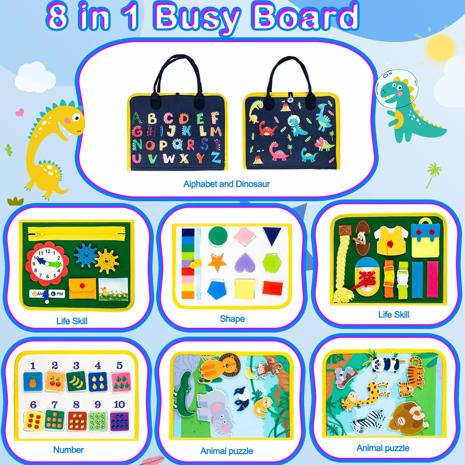 Uping Busy Board Activity Board Montessori Giocattoli Educativi Regalo Bambino Sensoriale Viaggio Auto Aereo