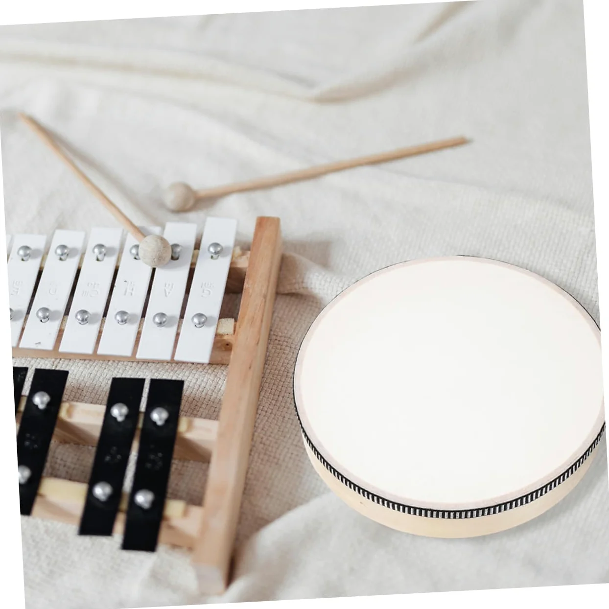 SUPVOX Tamburello Musicale in Legno 3 Pezzi Set Hand Drum Percussione Facile da Tenere Design Rotondo per Performance ed Educazione Ragazzo Ragazza e Adulti