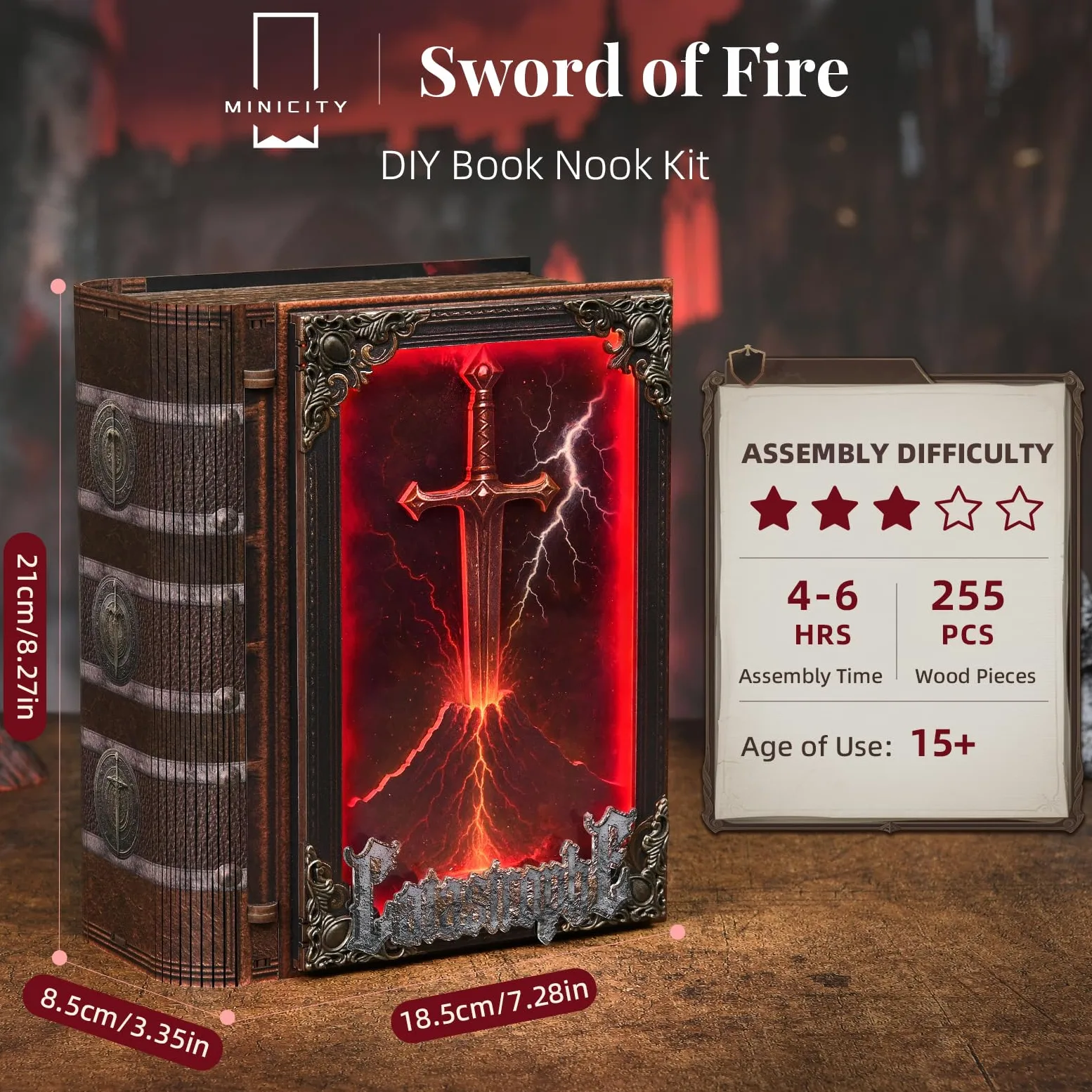 MiniCity Kit per angolo del libro, casa delle bambole Booknook libreria, decorazione magica fai da te in miniatura, kit per casa in miniatura con luci a LED, per adulti e ragazzi, per costruire un