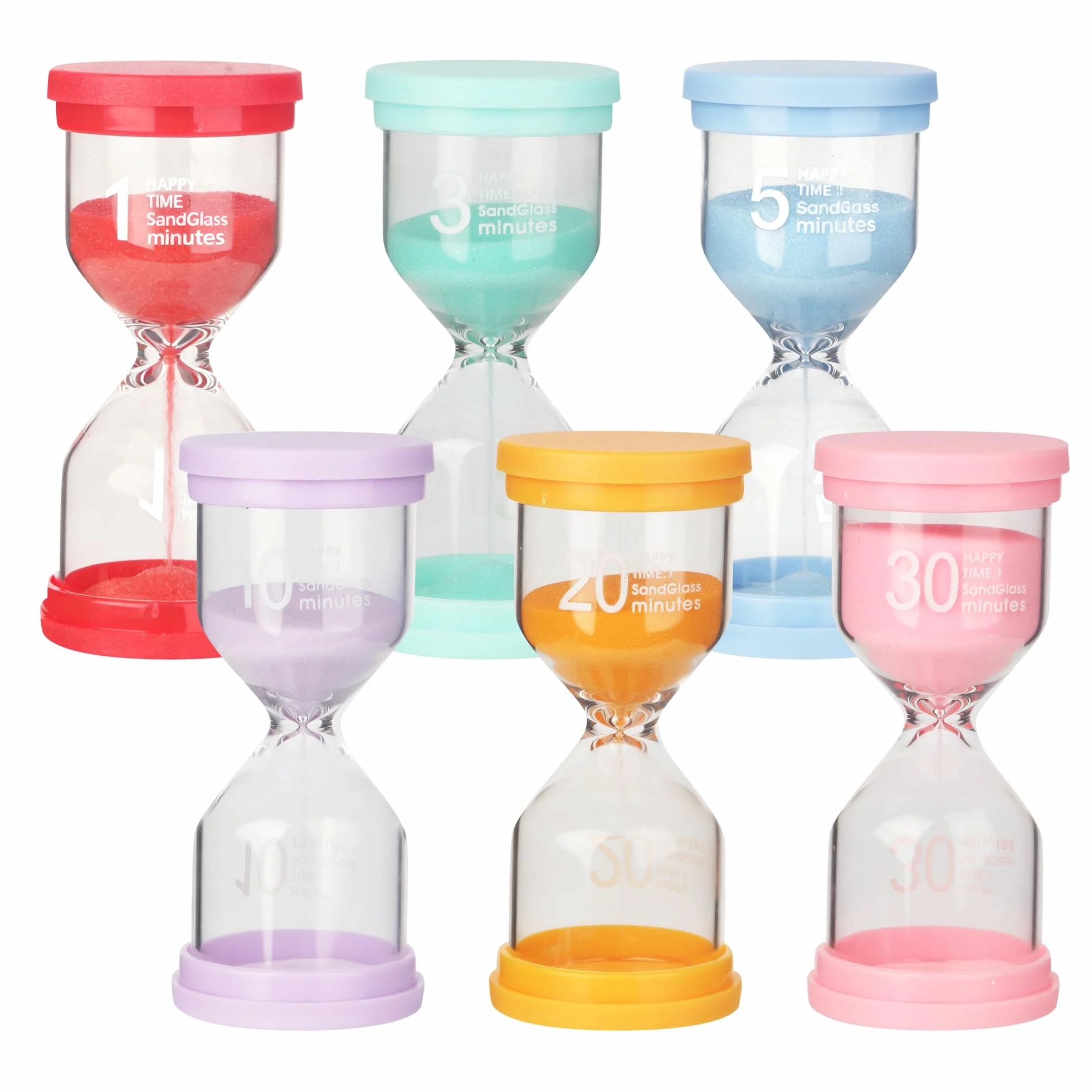 6 clessidre colorate per bambini, colori macaron, set di clessidre colorate 1/3/5/10/20/30 minuti, timer, clessidre per la vita dei bambini, apprendimento, tempistica, regali creativi