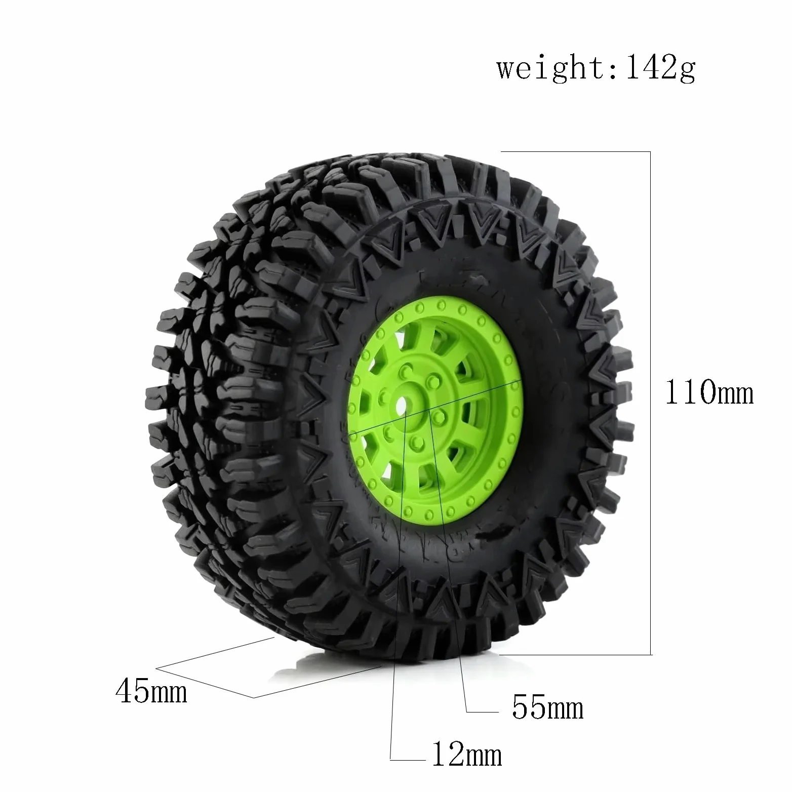 RC Ruote Gomma Compatibile Con Traxxas Per TRX4 D90 Per Axial Per SCX10 II III Per Redcat Per MST 1/10 RC Crawler Car Set Di Cerchi E Pneumatici Beadlock Da 1,9"(Green)
