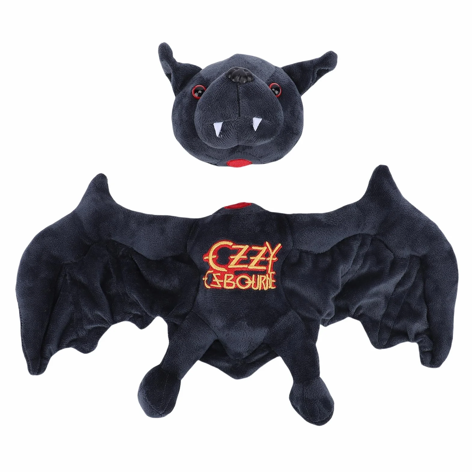 Pipistrello Nero Peluche Pipistrello da Collezione Bambola di Peluche Morbido Carino Farcito con Ricamo in Oro per Fan della Musica Rock (Magnetica)
