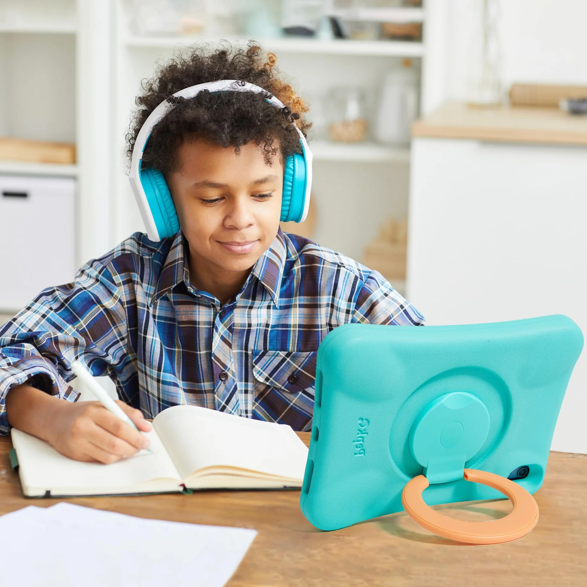 Custodia per Bambini per iPad, Cover Antiurto per iPad 10,9" 10a Generazione (2022), Custodia Protettiva Leggera per Tutto il Corpo con Maniglia/Supporto Pieghevole (Menta + Arancione)