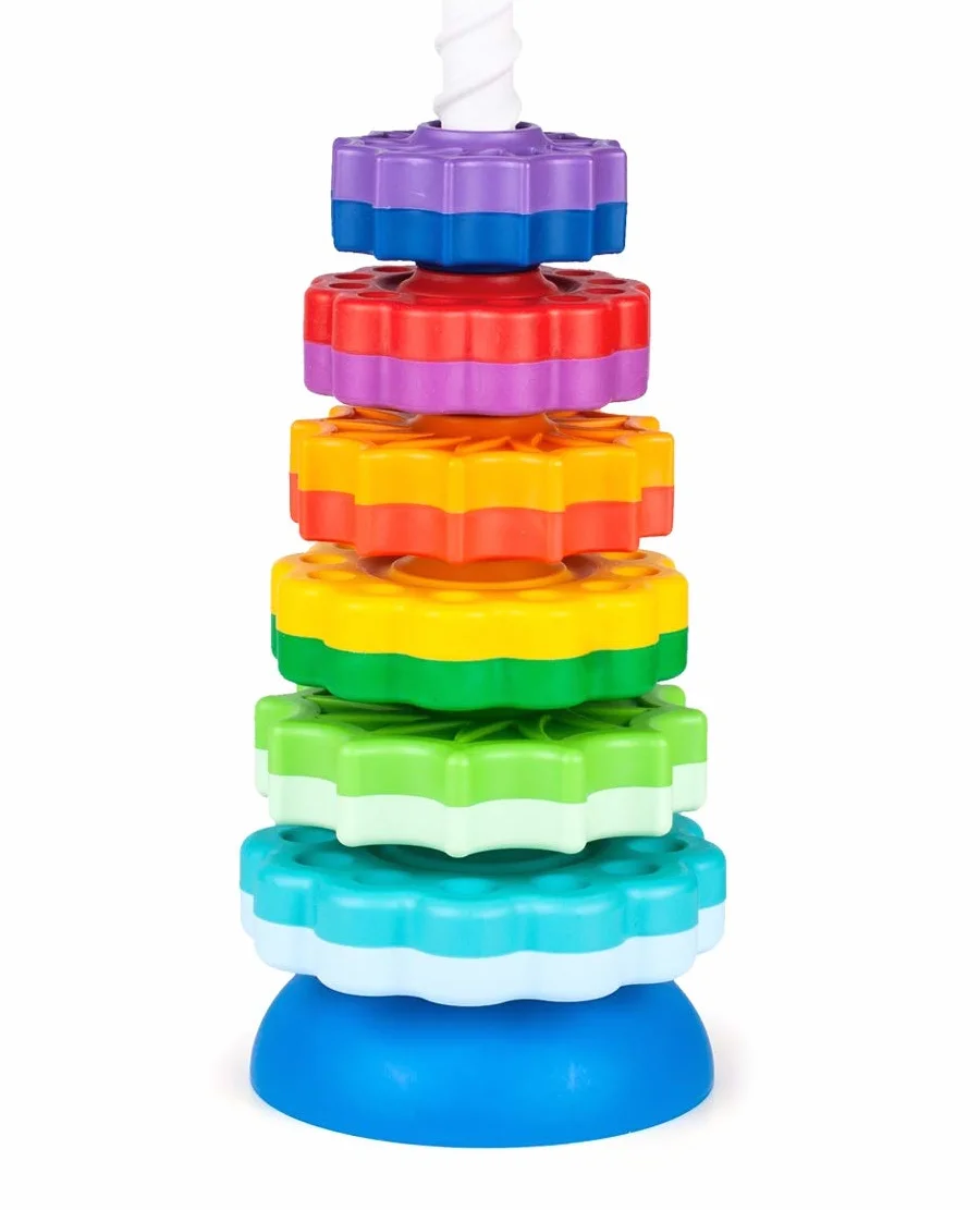 FANCY BABY Torre Impilabile a Spirale 40 cm, Gioco Montessori per Bambini 1+ Anno, Sviluppo Motricità Fine e Logica, Regalo per Bimbo di 1 Anno